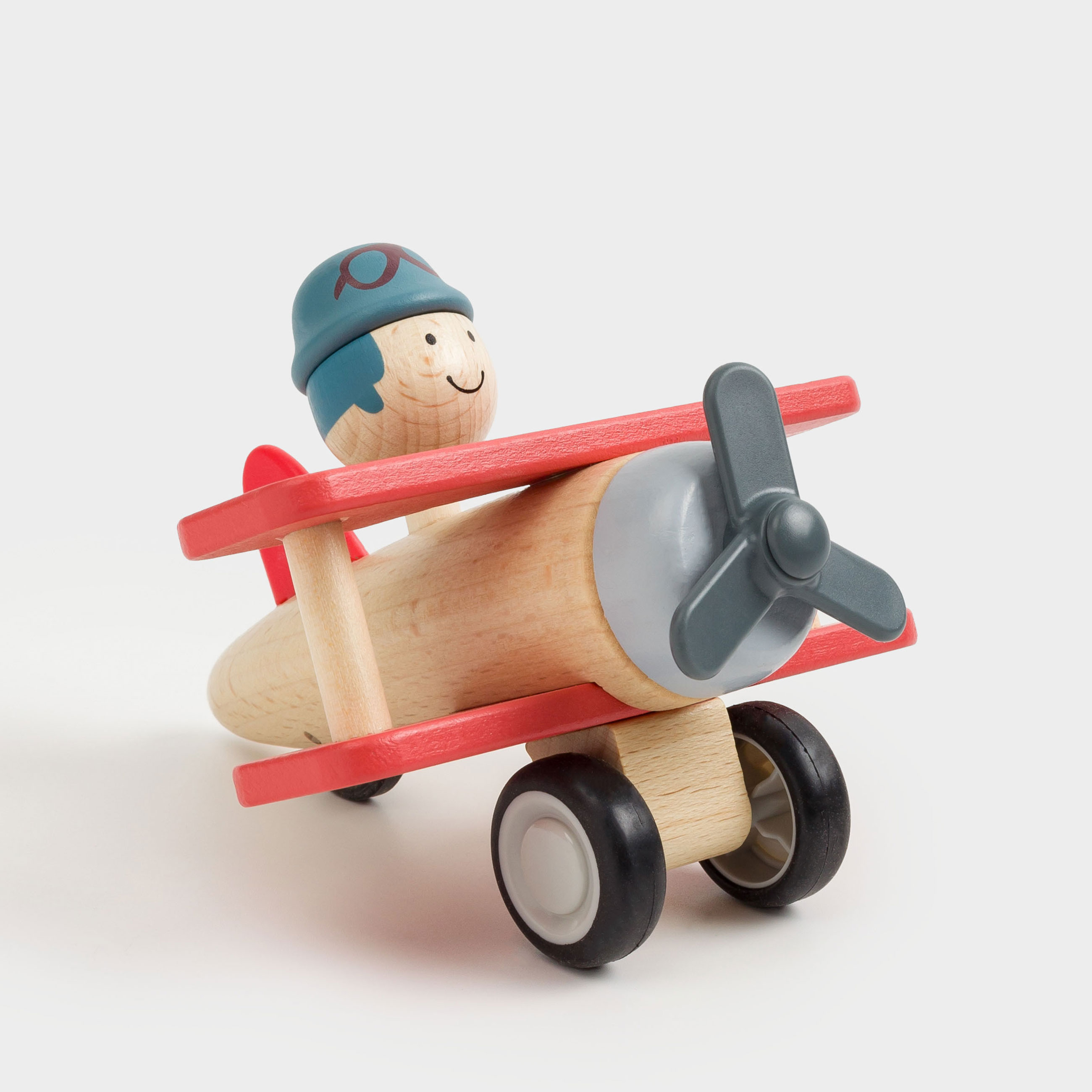 Игрушка, 13х11 см, дерево, красный, Самолетик, Kiddy, image-1