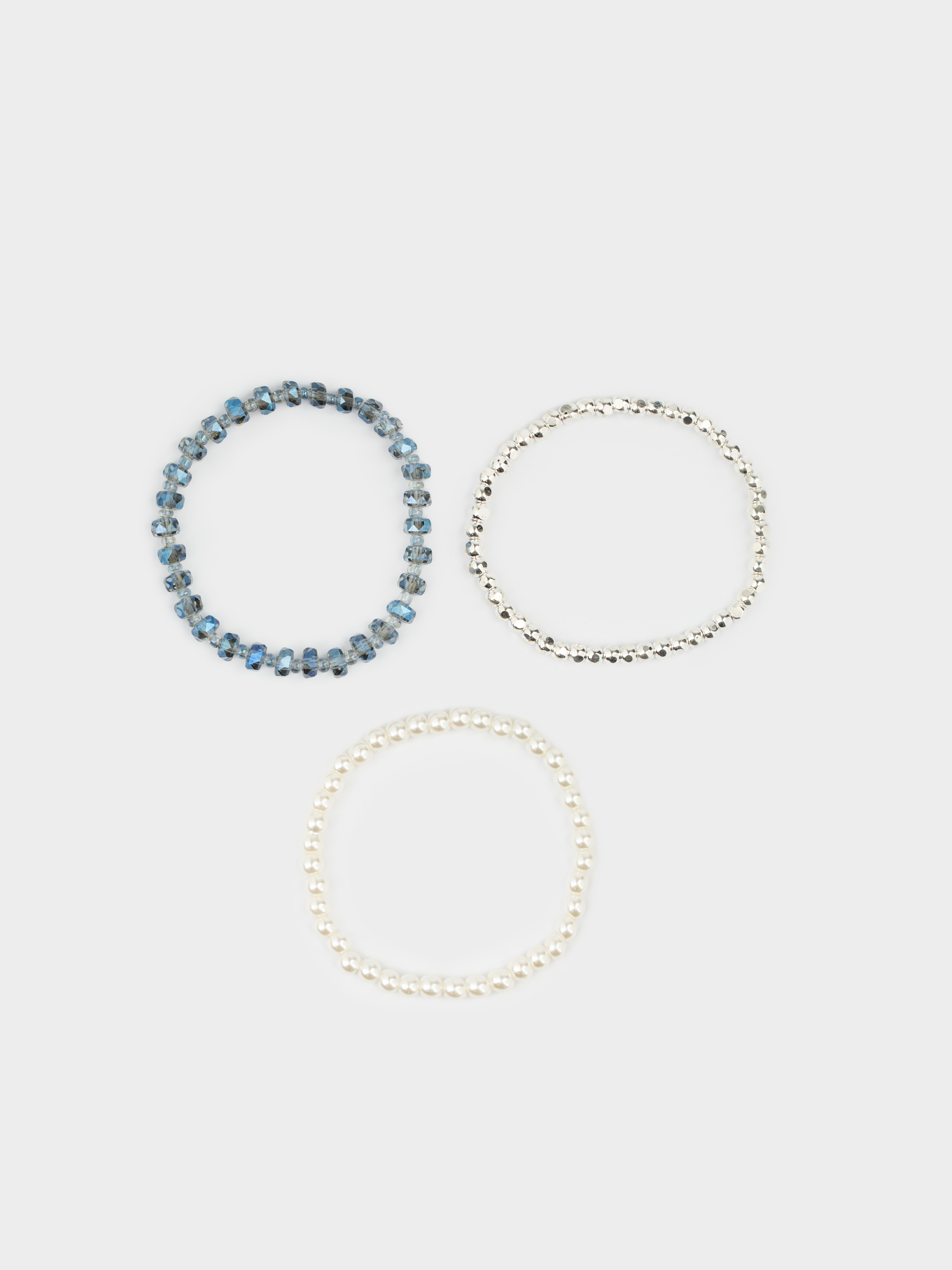 Набор браслетов, 18 см, 3 шт, стекло/пластик, цветной, Бусины, Pearl color, image-1