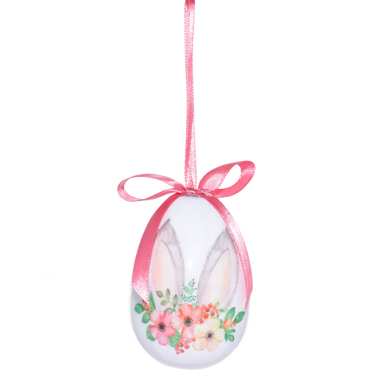 Подвеска, пасхальное яйцо, 8 см, пенопласт, розовая, Кроличьи ушки, Easter - фото 1