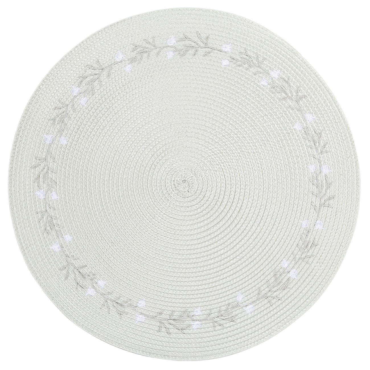

Салфетка под приборы, 38 см, полипропилен/ПЭТ, круглая, серая, Ландыш, Circle embroidery