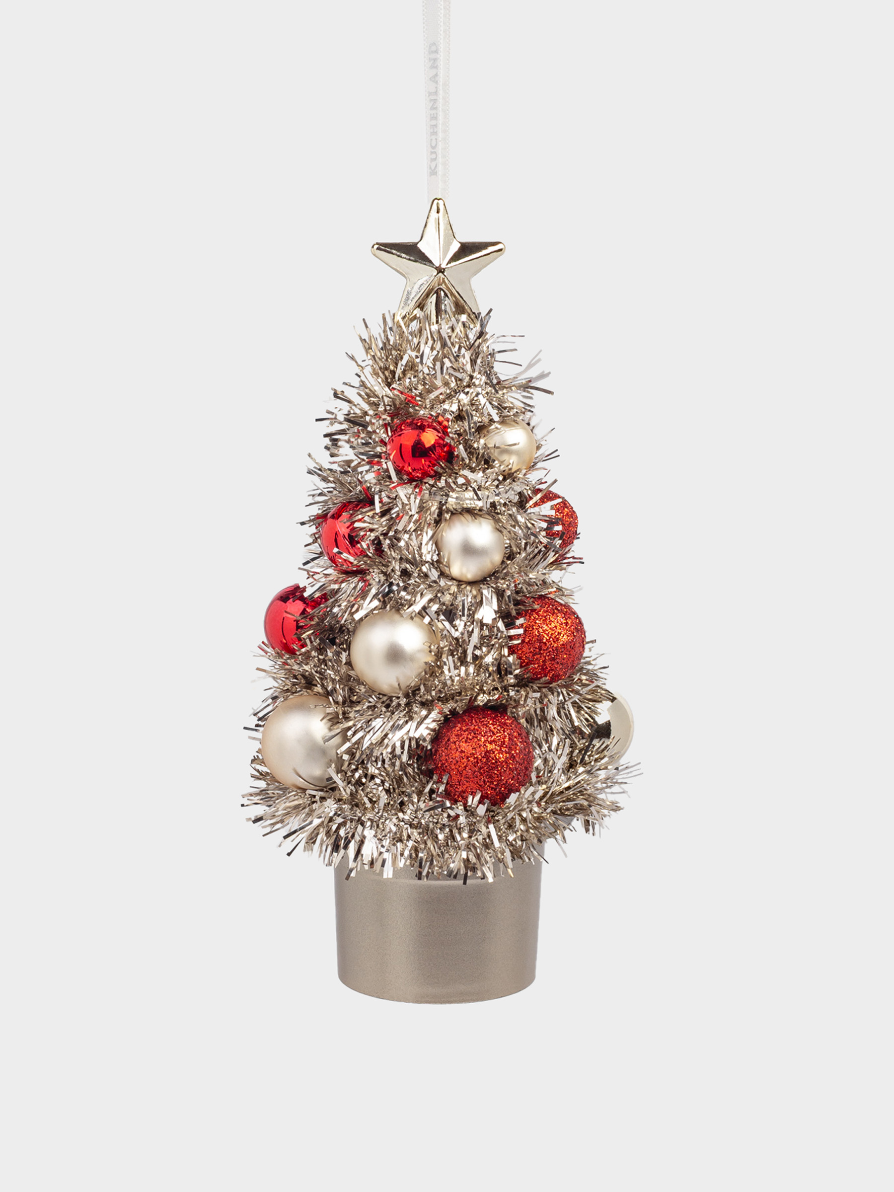 Игрушка елочная, 17 см, мишура/пластик, шампань, Ель с шарами, Tinsel christmas, image-1