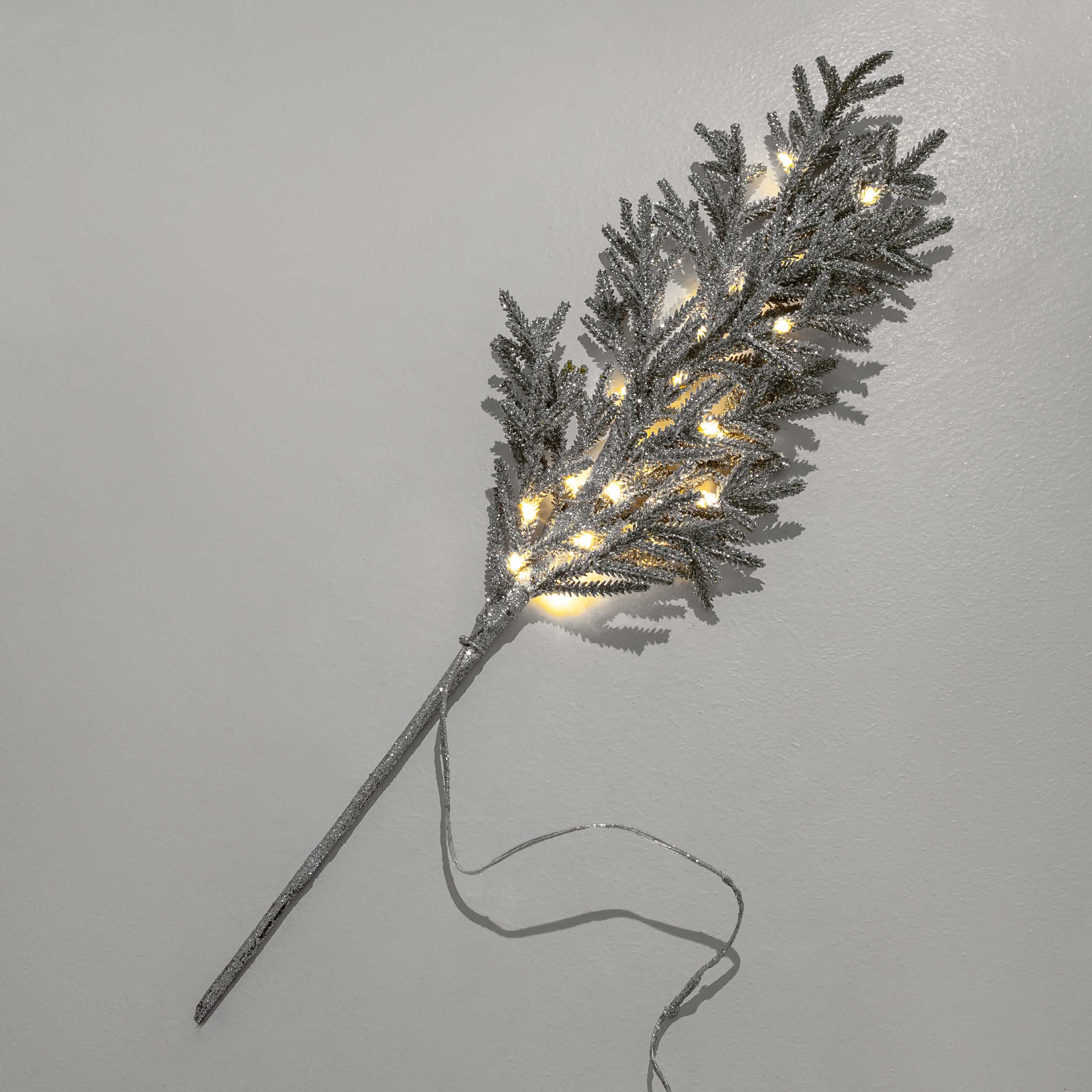 Ветка декоративная, 59 см, с подсветкой, пластик, серебристая, Хвоя, Sparkle decor, image-4