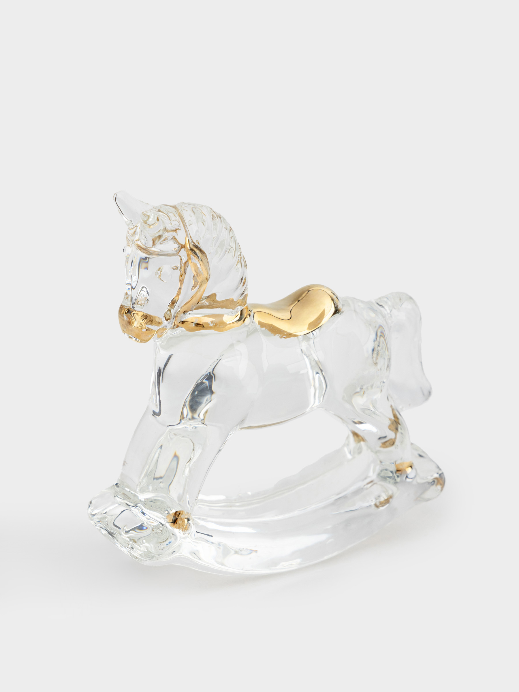 Статуэтка, 8 см, стекло, золотистая, Лошадка-качалка, Horse vitreous, image-1