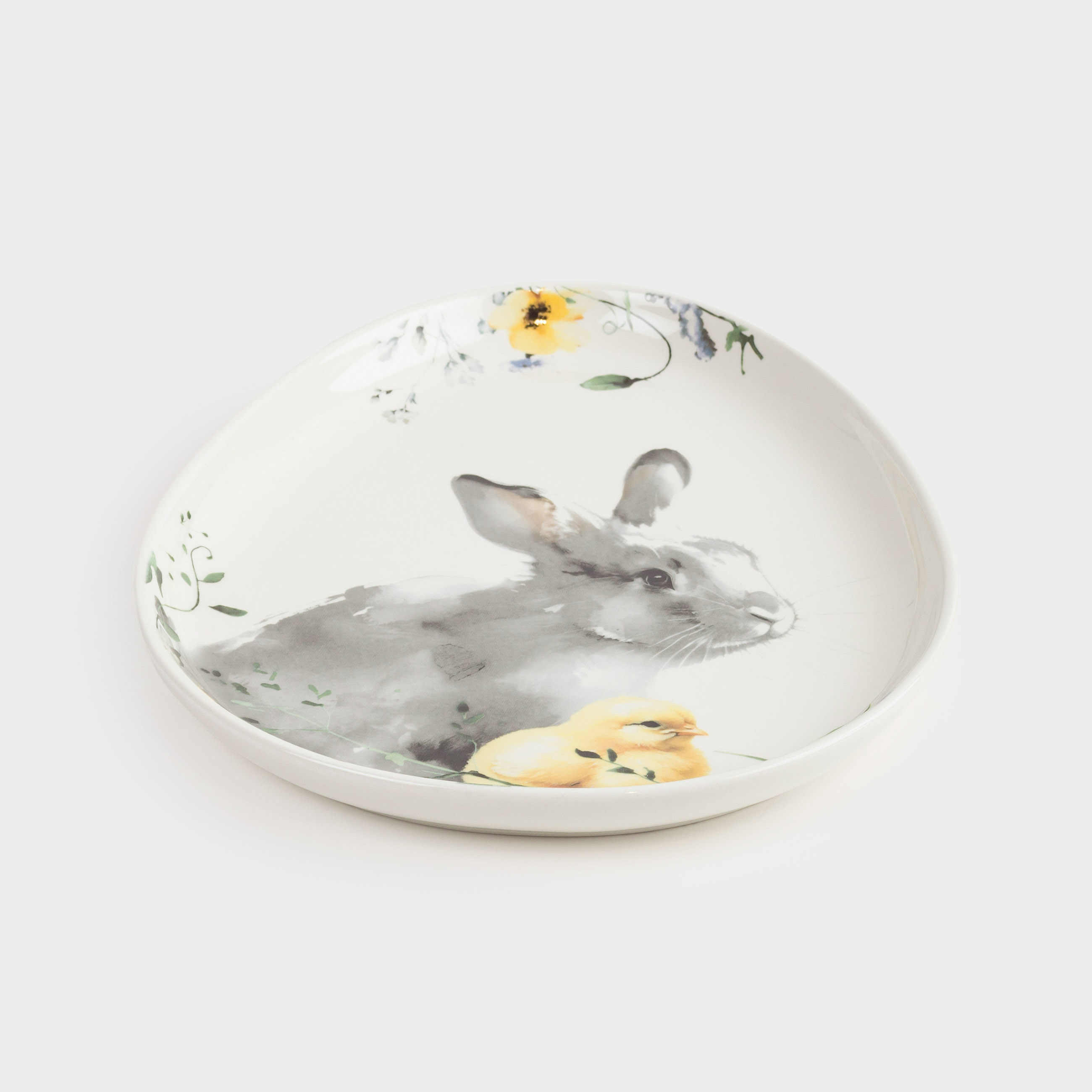Блюдо, 25х20 см, керамика, белое, Яйцо, Кролик и цыпленок, Easter, image-3