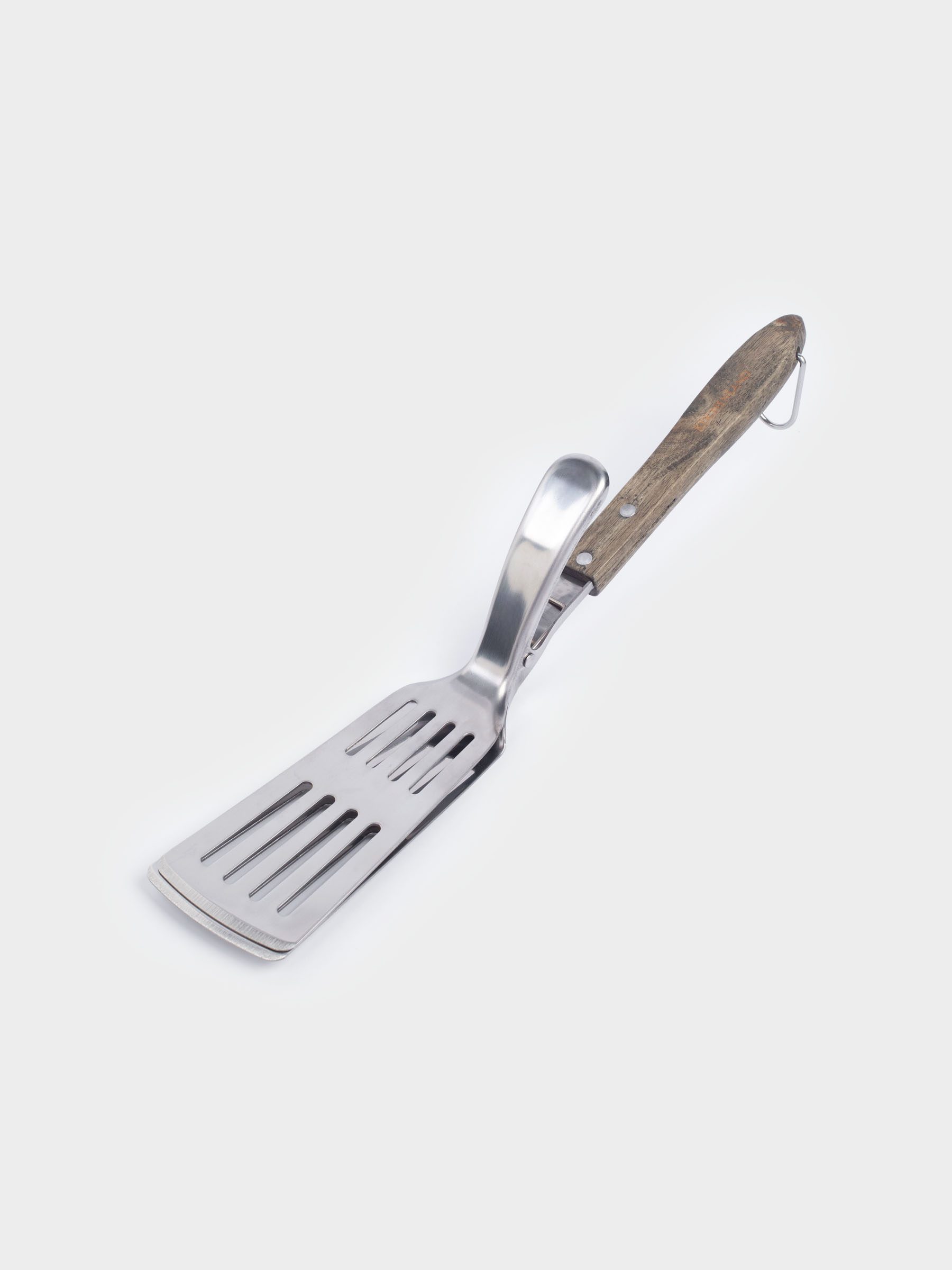 Лопатка-щипцы для барбекю, 40 см, с прорезями, сталь/дерево, BBQ, image-1