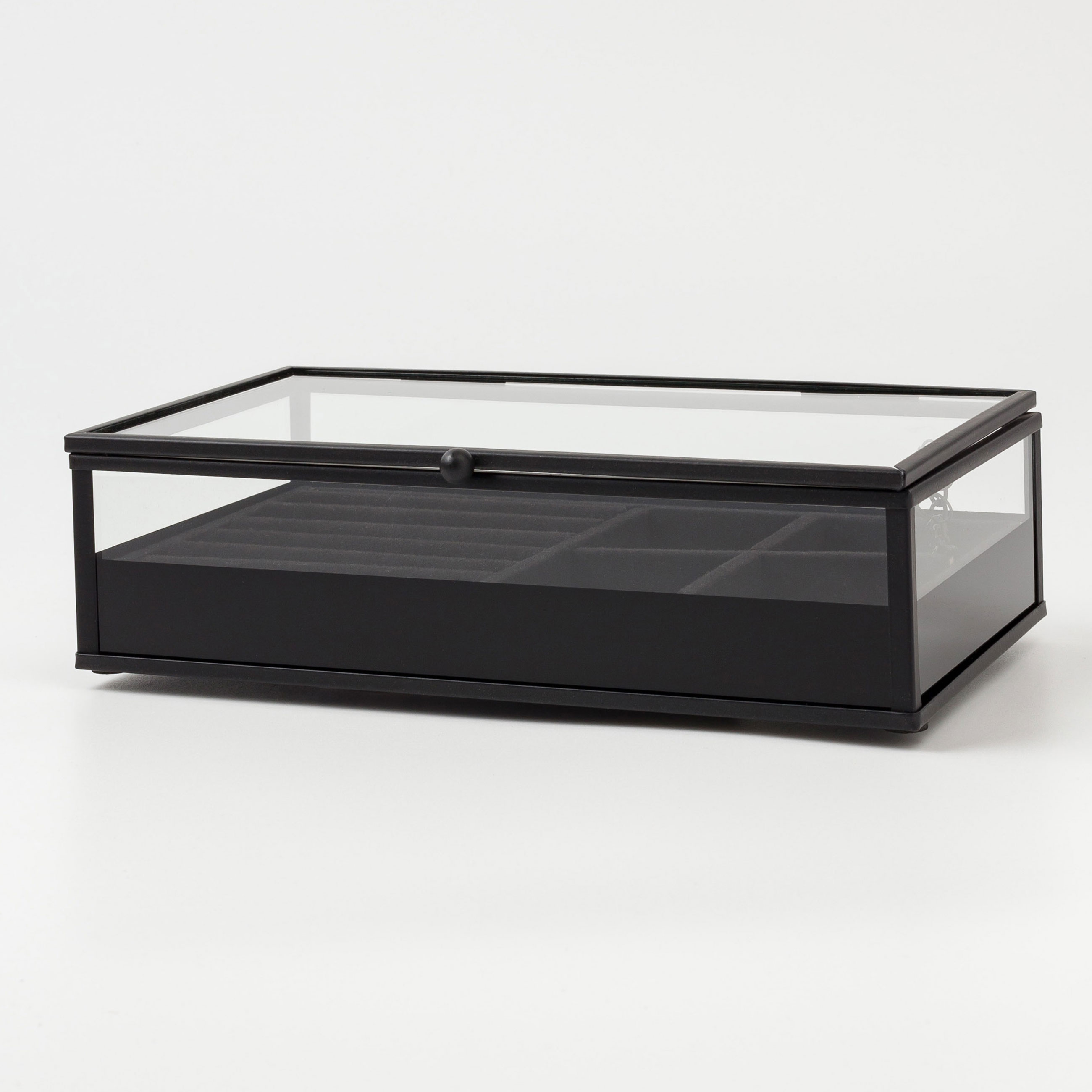 Шкатулка для украшений, 21х13 см, стекло/металл, черная, Collection, image-0