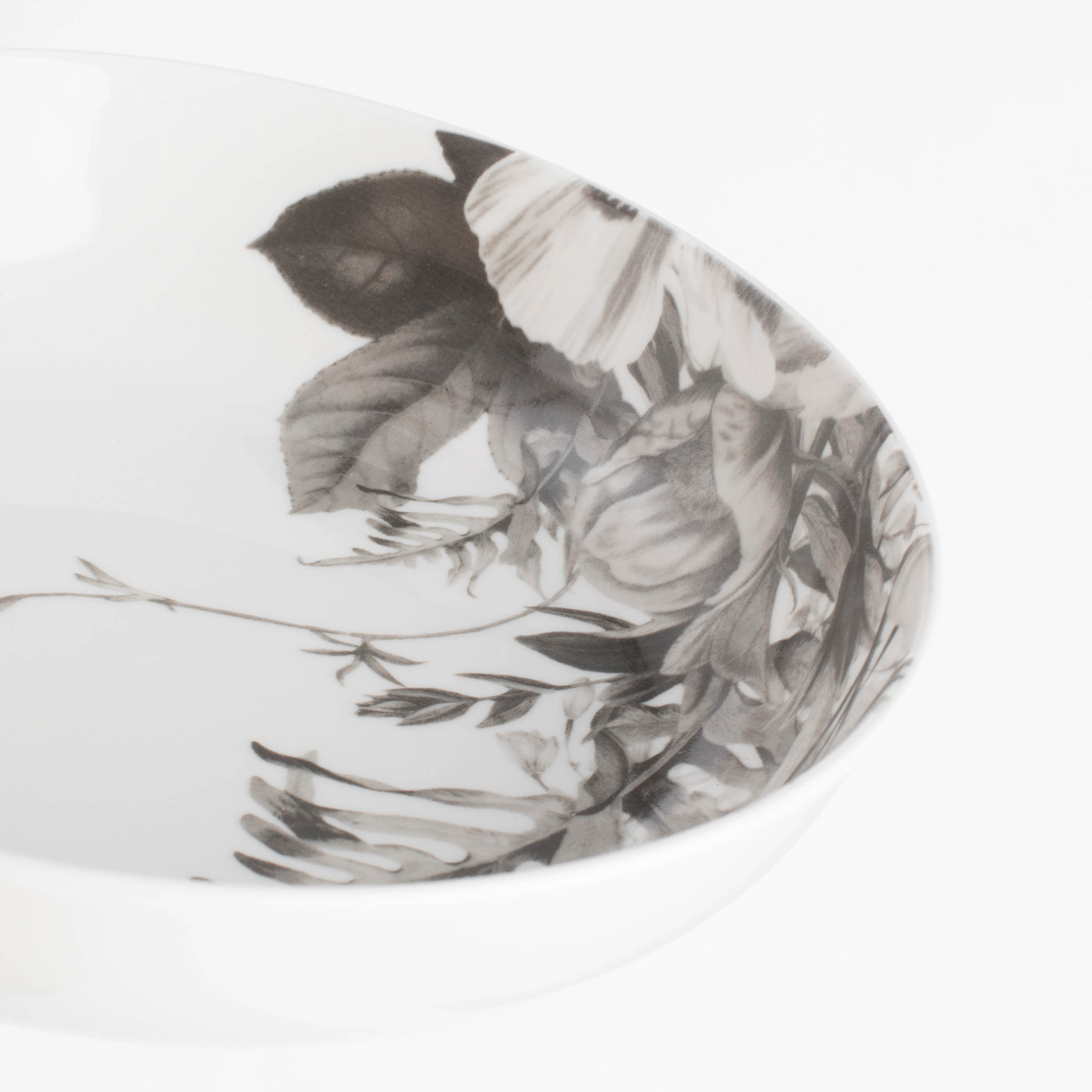 Тарелка суповая, 20х6 см, 2 шт, фарфор N, белая, Черно-белые цветы, Magnolia изображение № 3