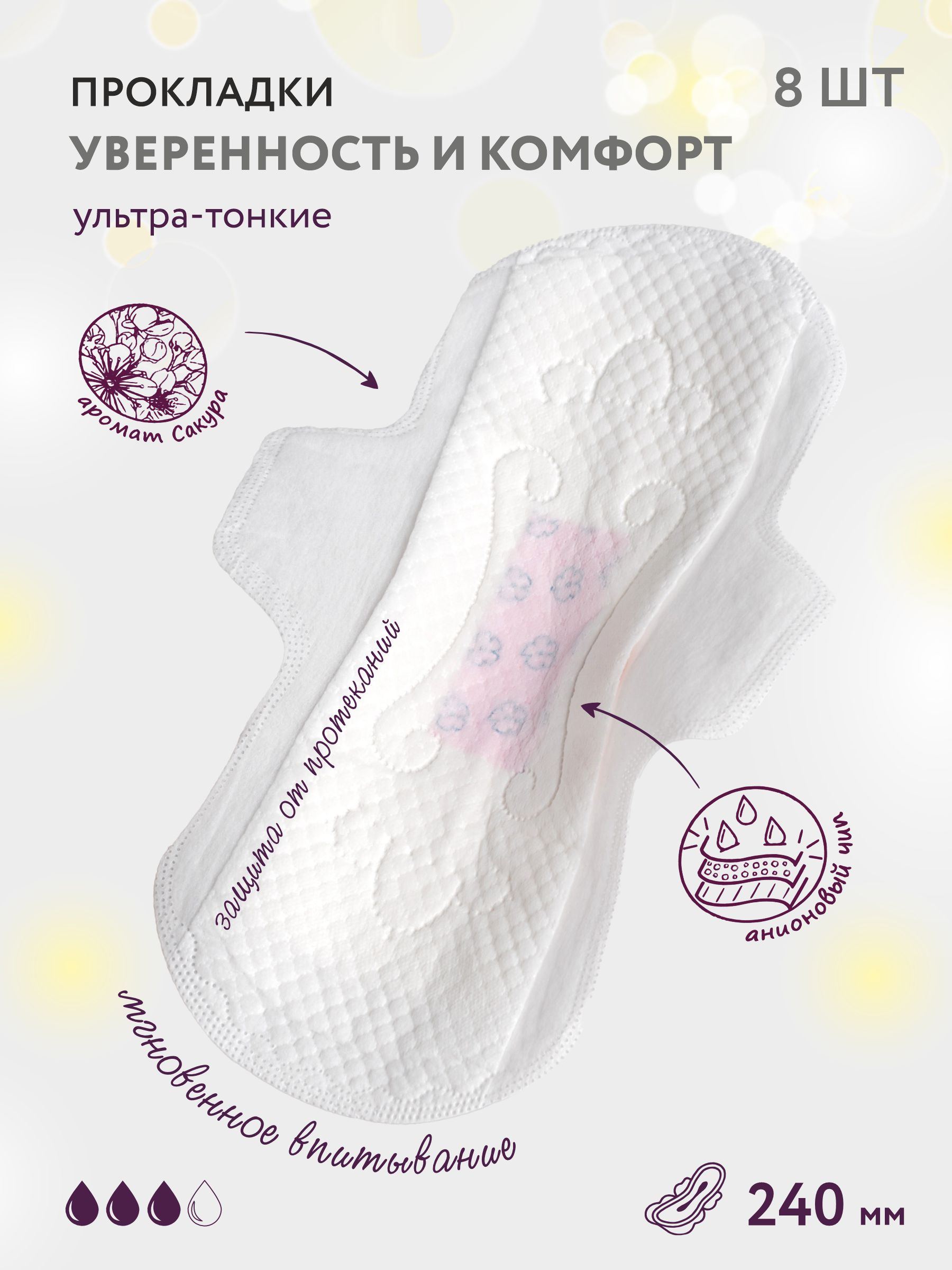 Прокладки гигиенические, 24 см, 8 шт, с крылышками, ароматизированные, Normal, Usually, image-2
