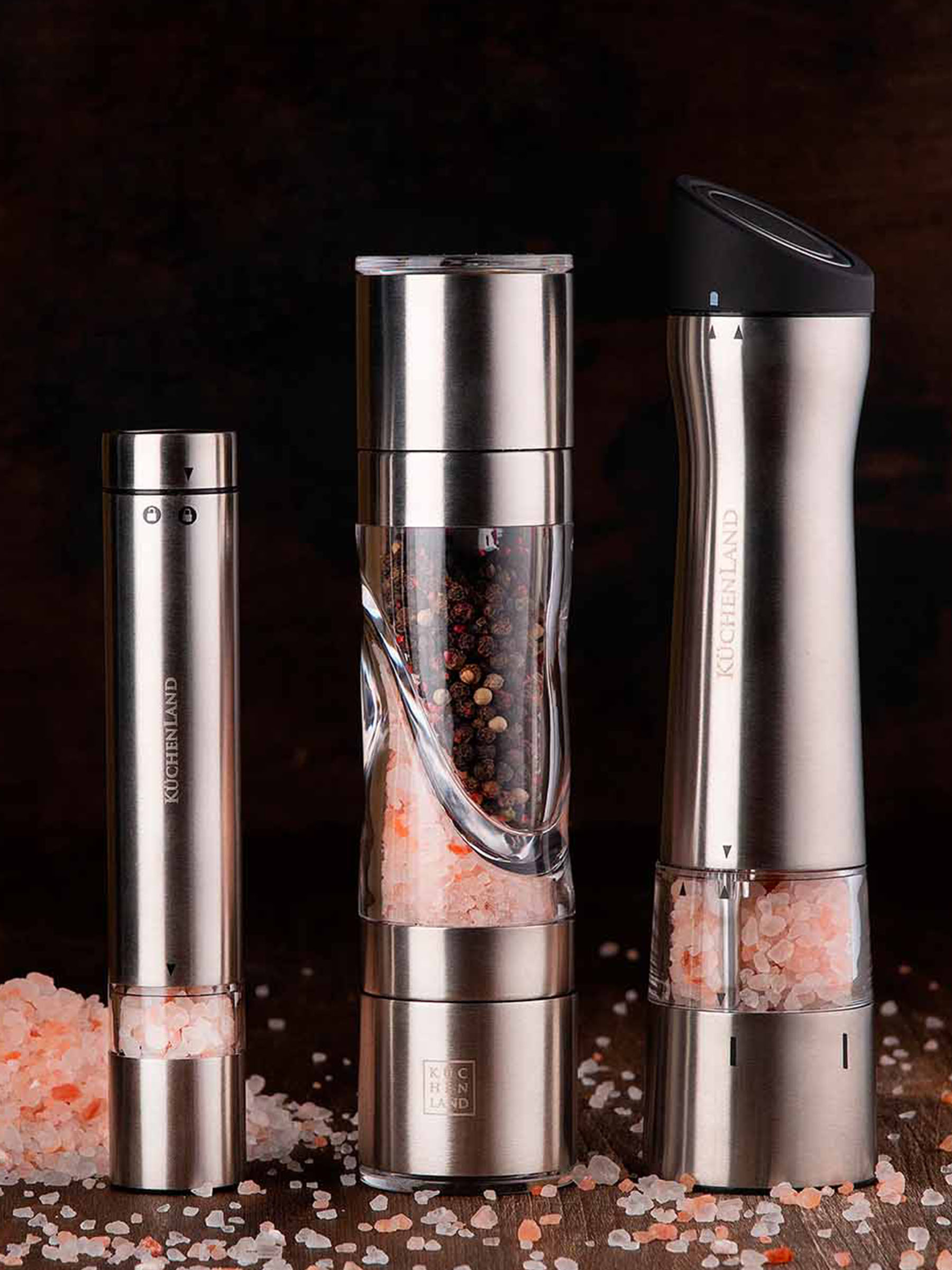 Мельница для специй, 24 см, электрическая, сталь/пластик, LED B, скошенная, Classic, image-5