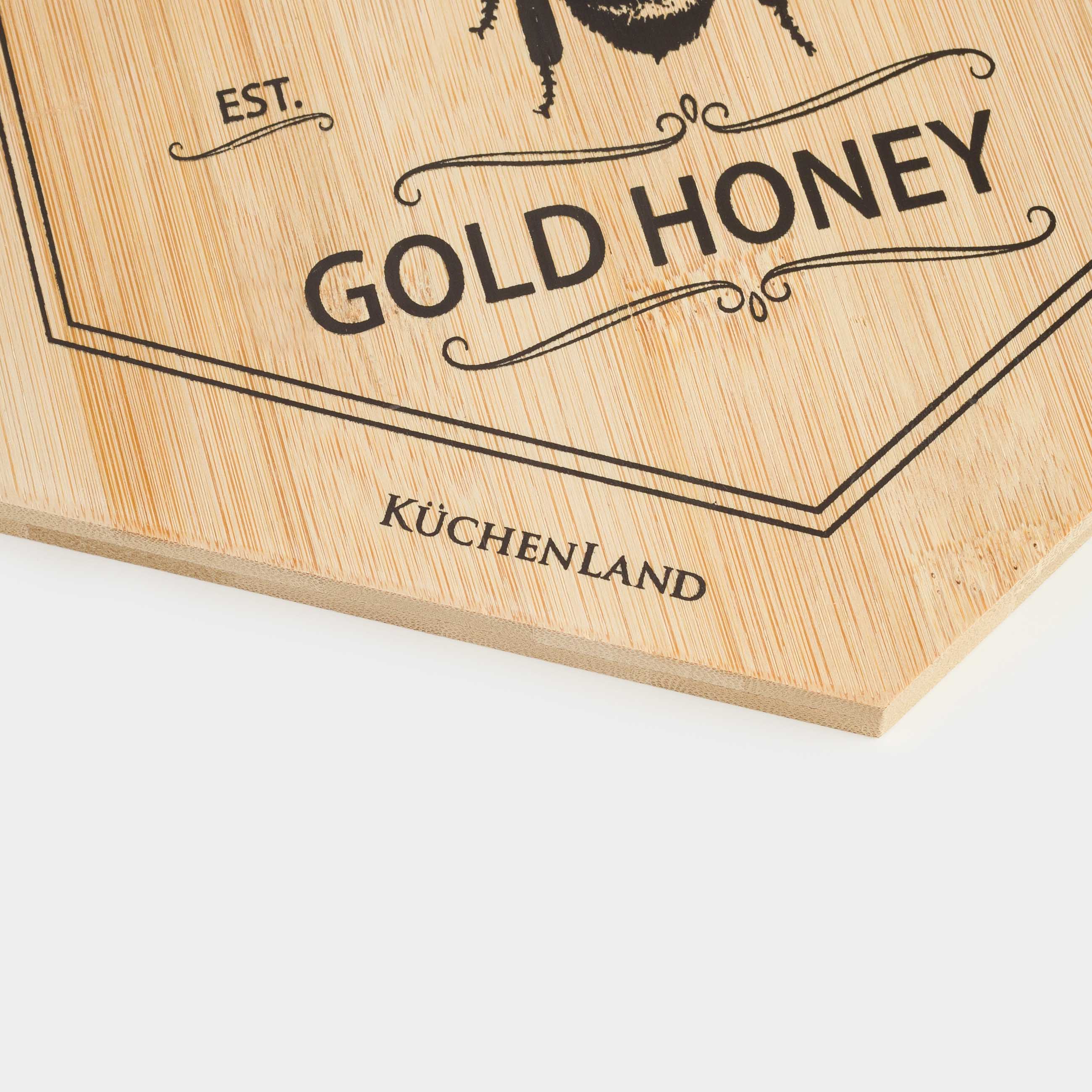 Доска разделочная, 25x22 см, бамбук, шестиугольная, Пчела, Honey