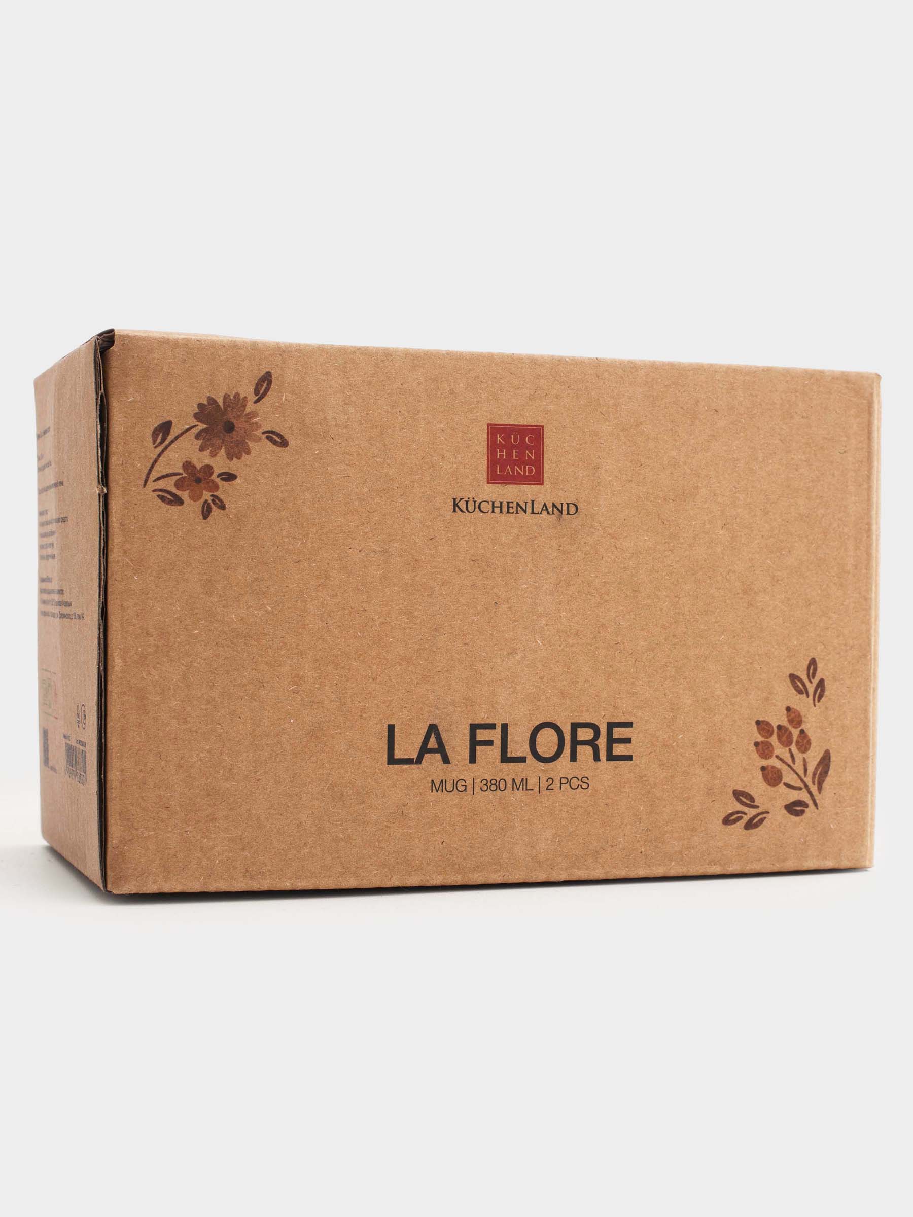 Кружка, 380 мл, 2 шт, фарфор N, белая, Винтажные цветы, La flore