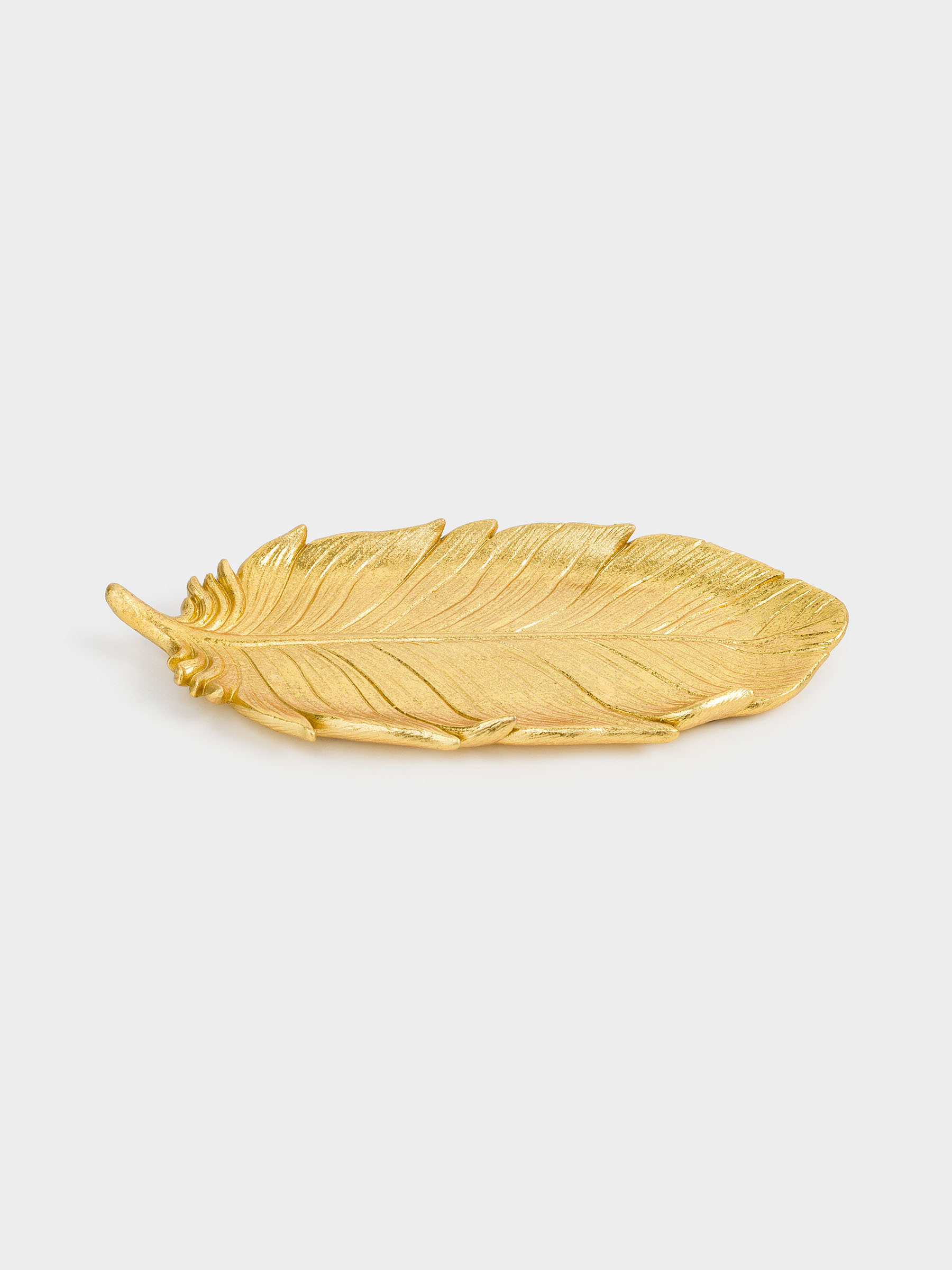 Блюдо декоративное, 25х11 см, полирезин, золотистое, Перо, Feather, image-1