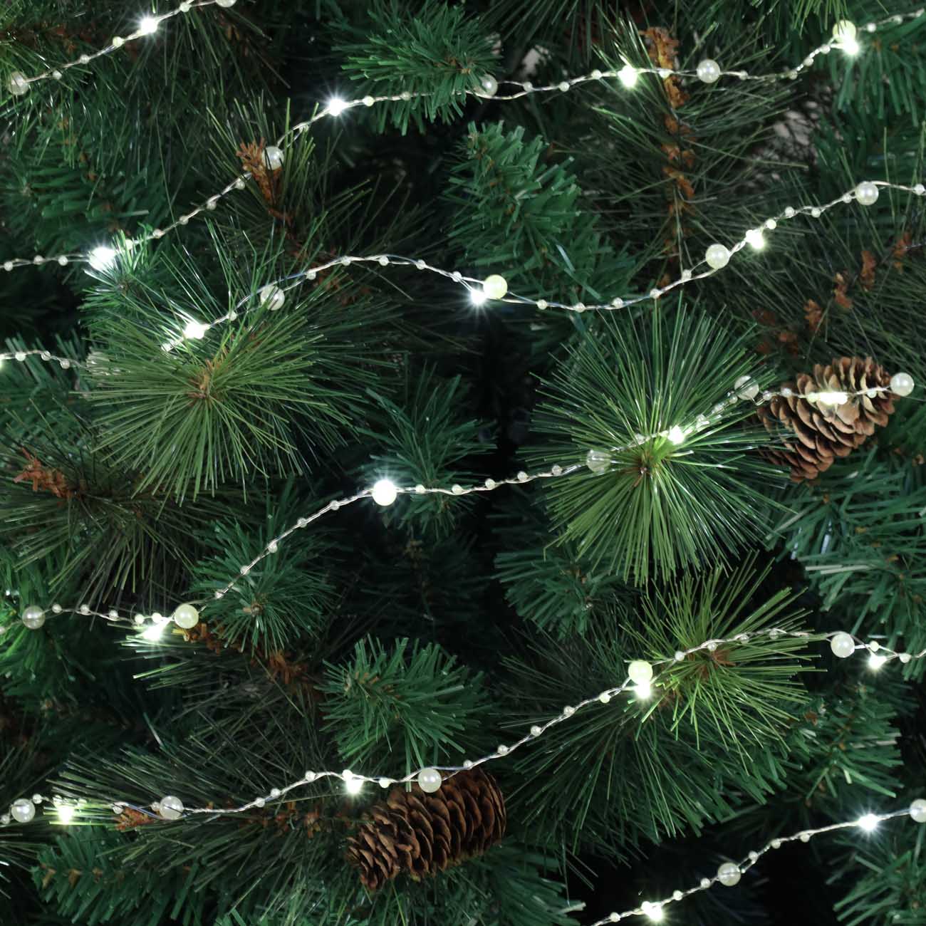

Гирлянда электрическая, 5 м, 50 ламп, 8 режимов, белая, Жемчуг, Christmas