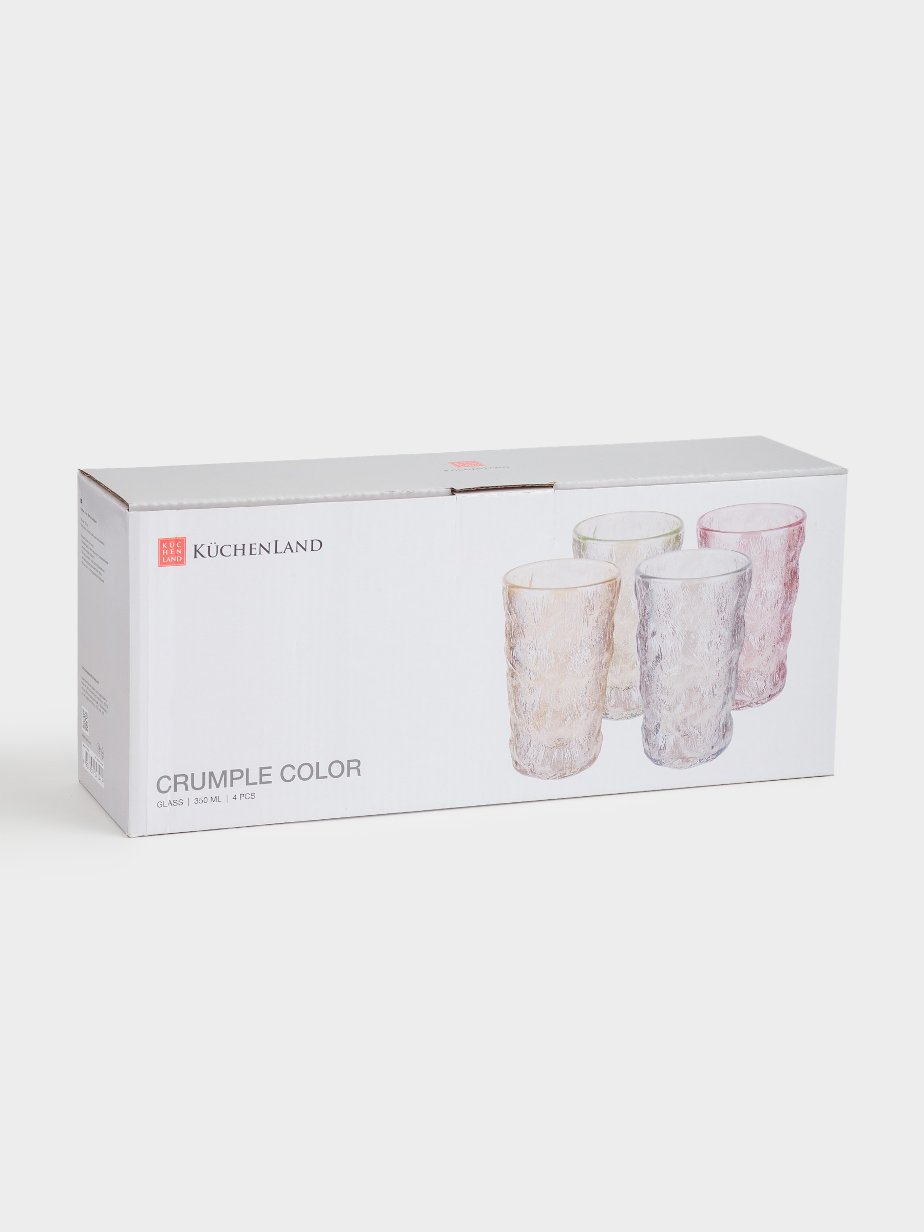 Стакан, 13 см, 350 мл, 4 шт, стекло Р, цветной микс, Мятый эффект, Crumple color