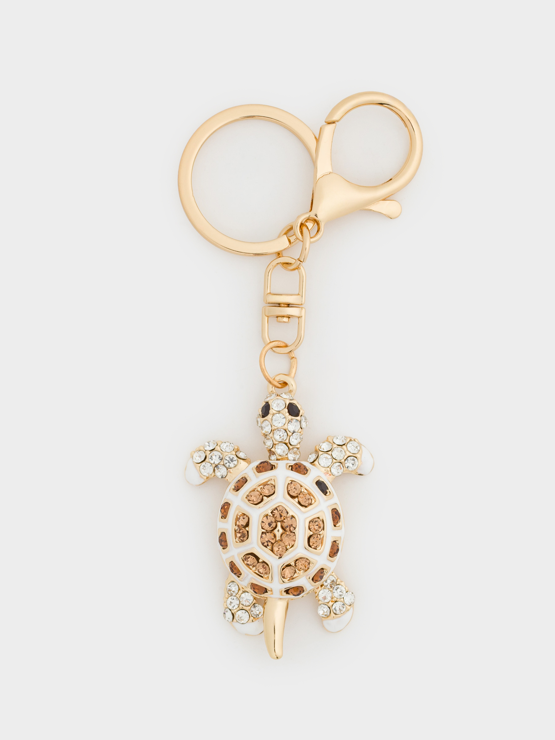Брелок, 12 см, металл/стразы, золотистый, Черепаха, Keychain crystal, image-0