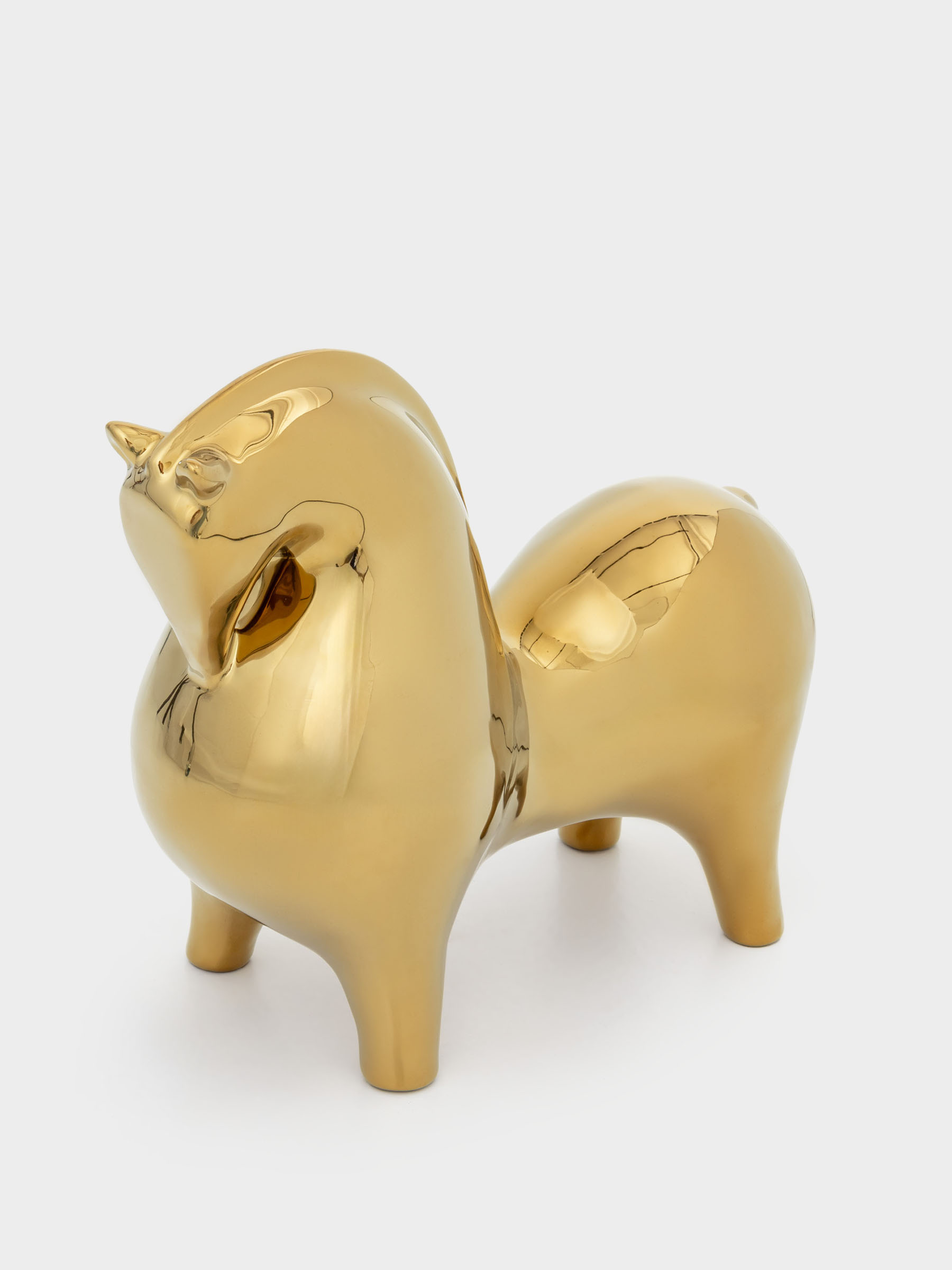 Статуэтка, 31х27 см, керамика, золотистая, Конь, Horse gold, image-1
