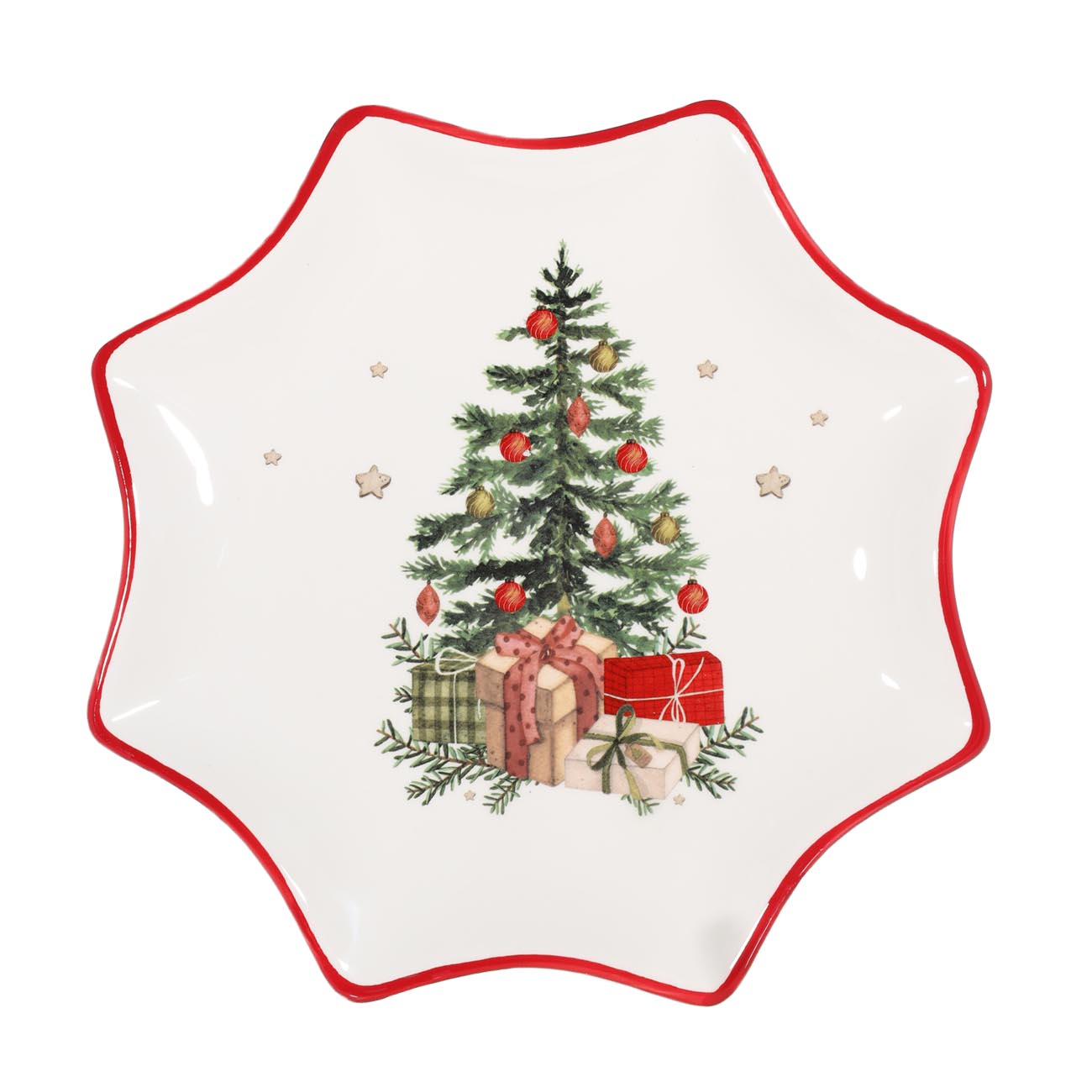 

Блюдо, 25 см, керамика, Звезда, Подарки под елкой, Christmas tree