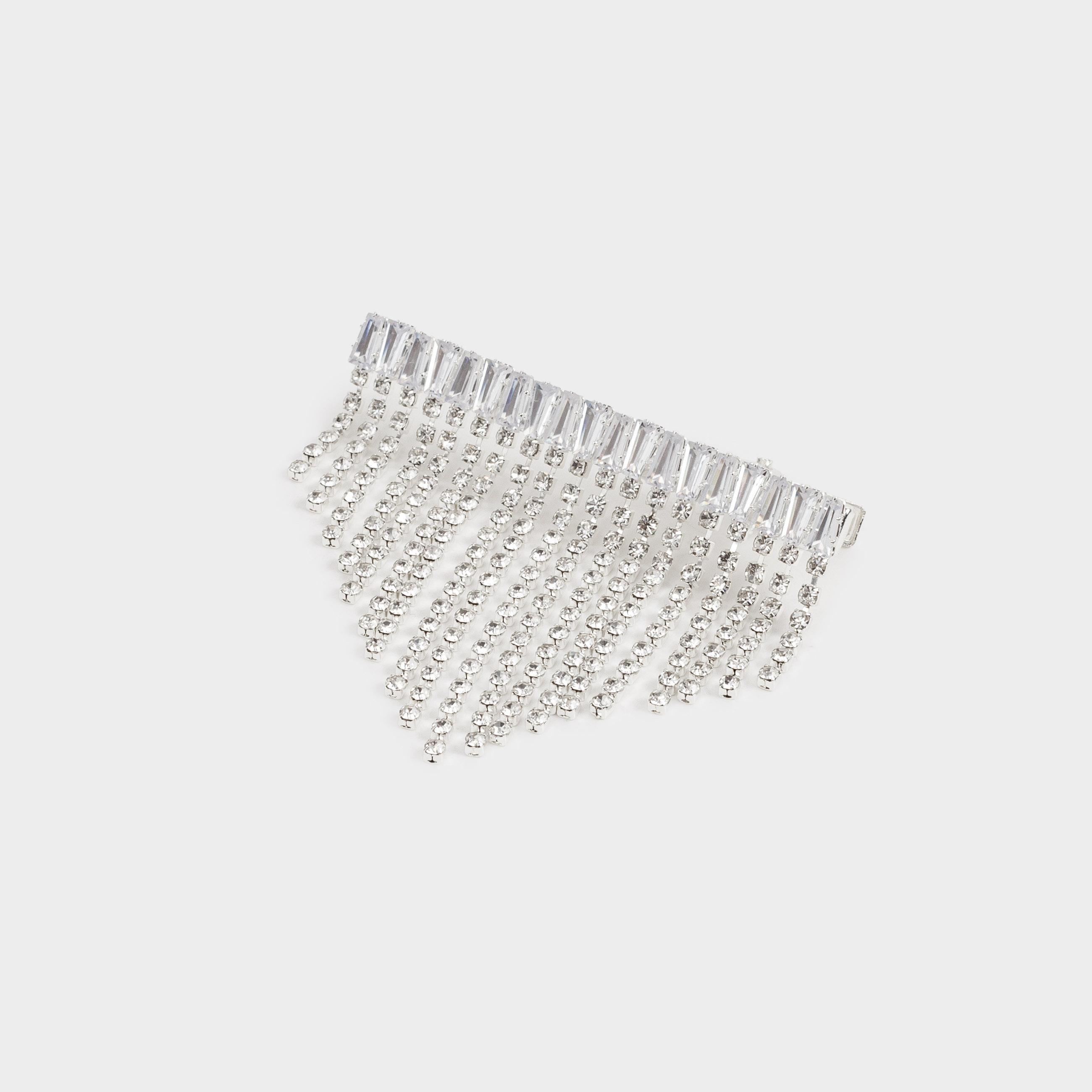 Заколка для волос, 6 см, металл/стразы, серебристая, Jewelry crystal, image-1