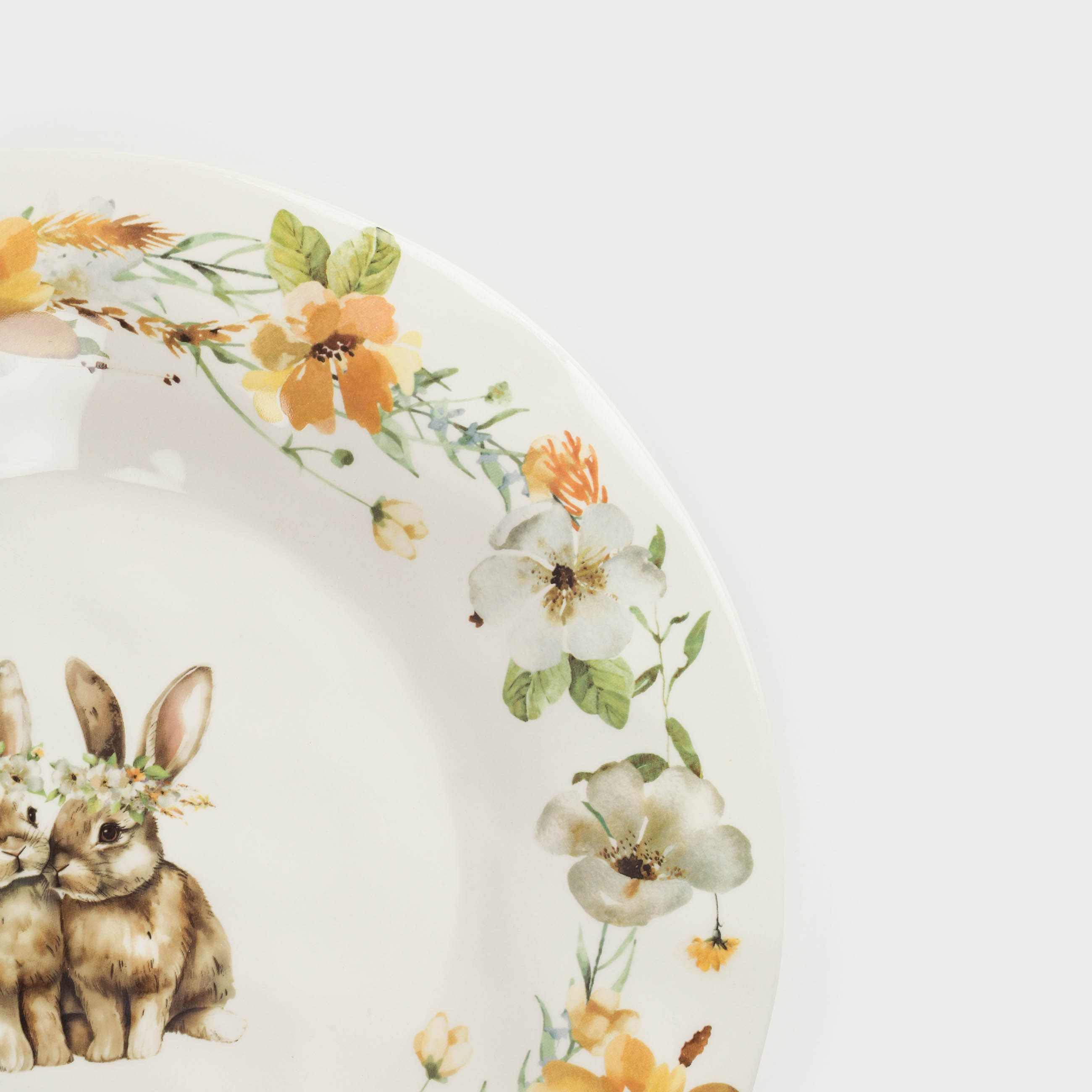 Тарелка обеденная, 28 см, керамика, белая, Кролики в венках, Natural Easter, image-1