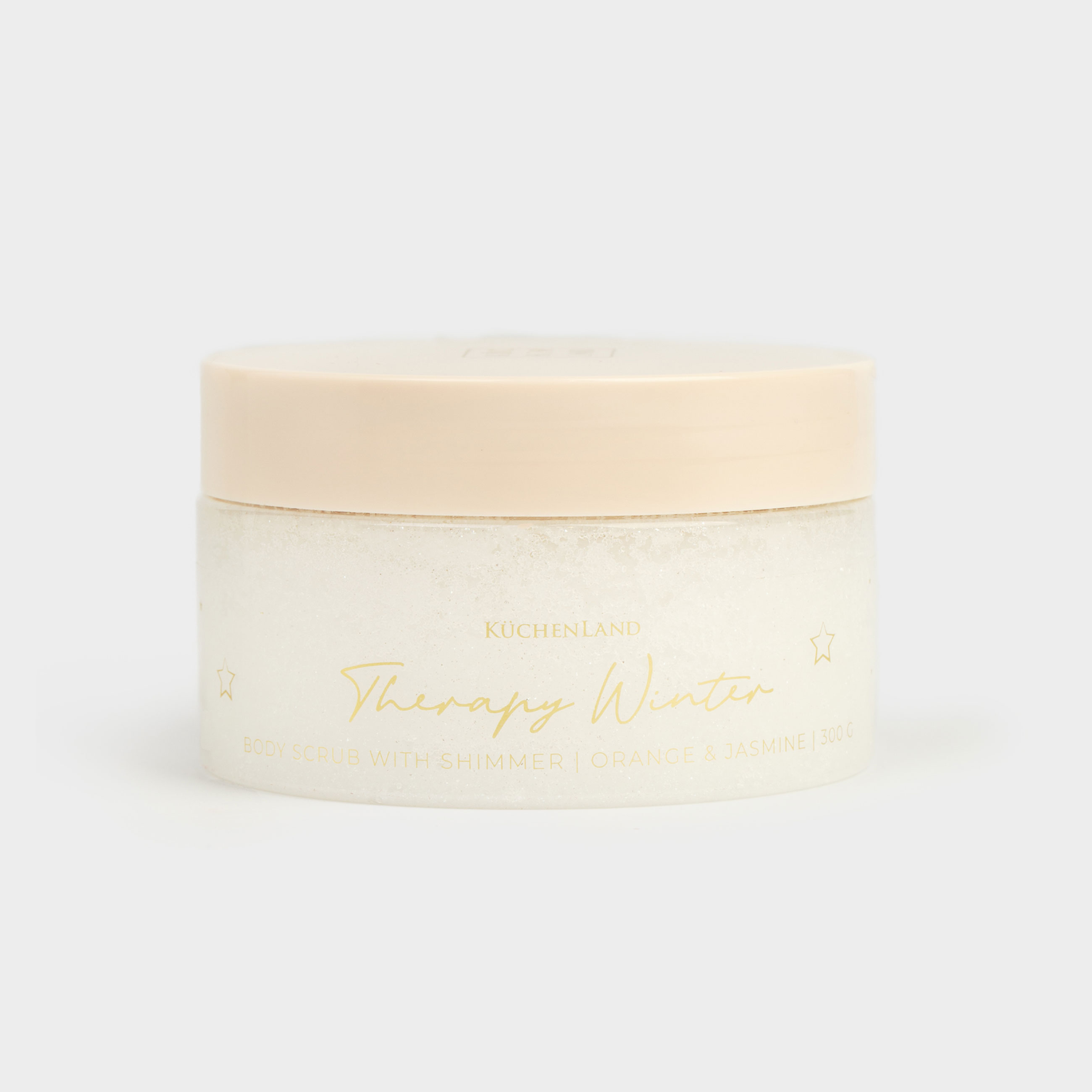 Скраб для тела, 300 г, увлажняющий, с шиммером, Апельсин/Жасмин, Серебристый, Therapy winter