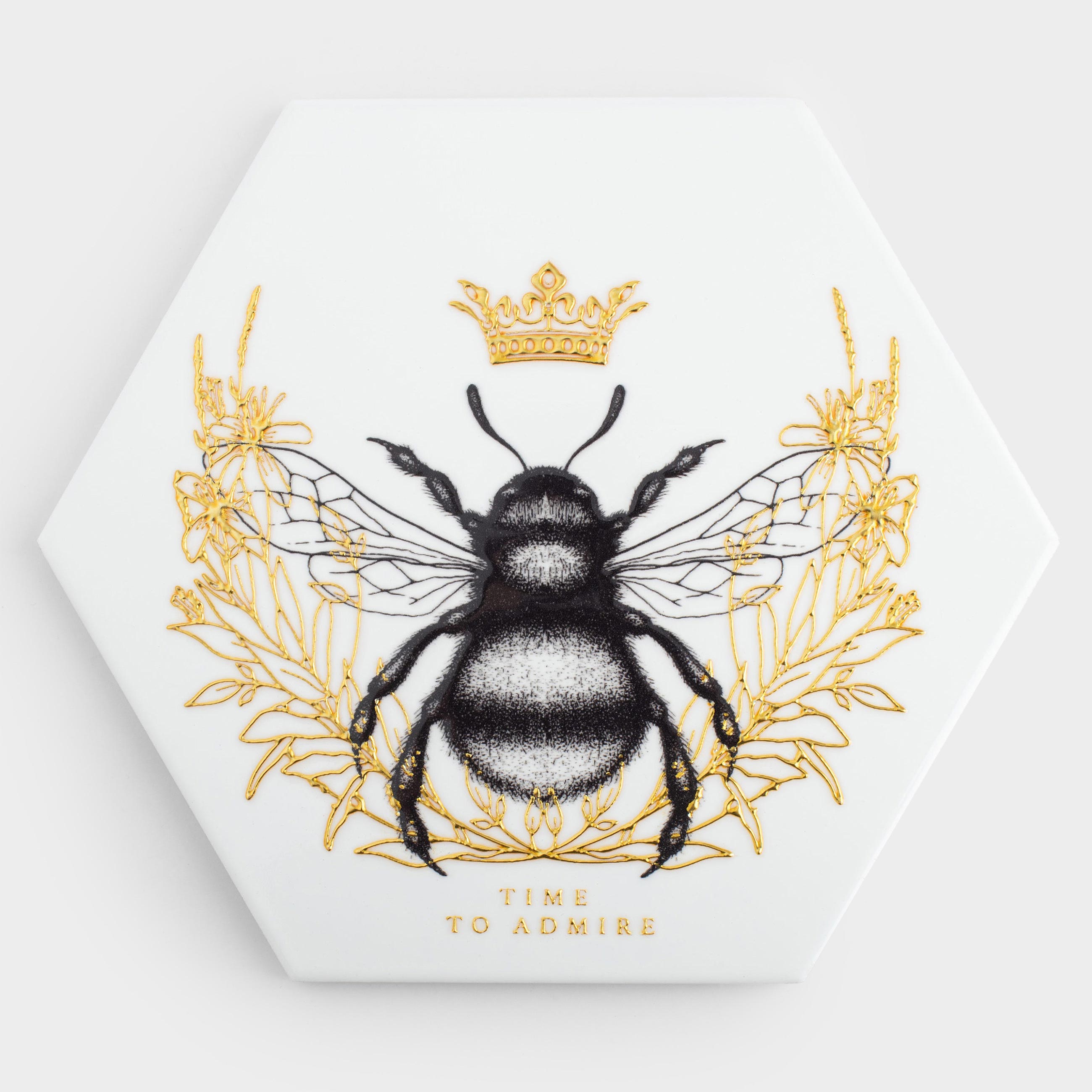 Подставка под горячее 20 см керамикапробка шестиугольная белая Королевская пчела Honey 599₽