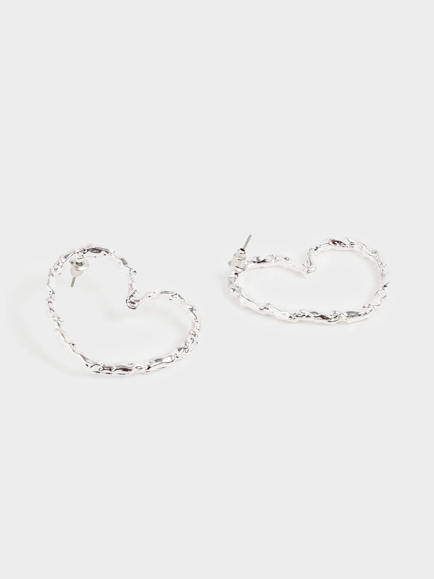 Серьги-пусеты, 4 см, 2 шт, металл, серебристые, Сердца, Jewelry heart, image-2
