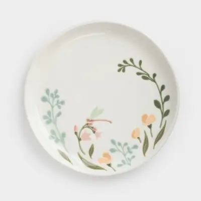 Тарелка закусочная, 21 см, керамика, молочная, Полевые цветы, Meadow speckled