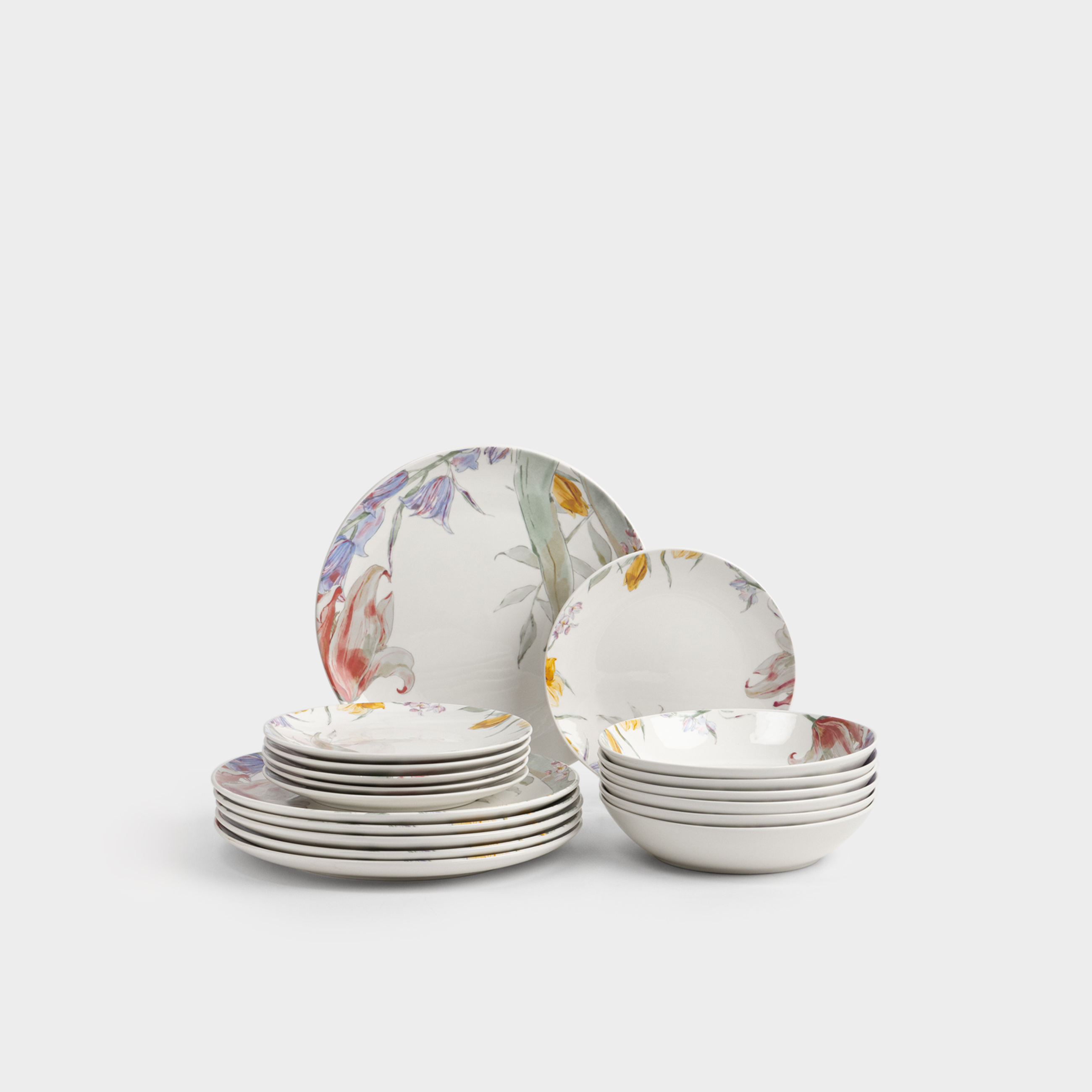 Сервиз обеденный 6 перс 18 пр фарфор P белый Пастельные цветы Pastel flora 7990₽