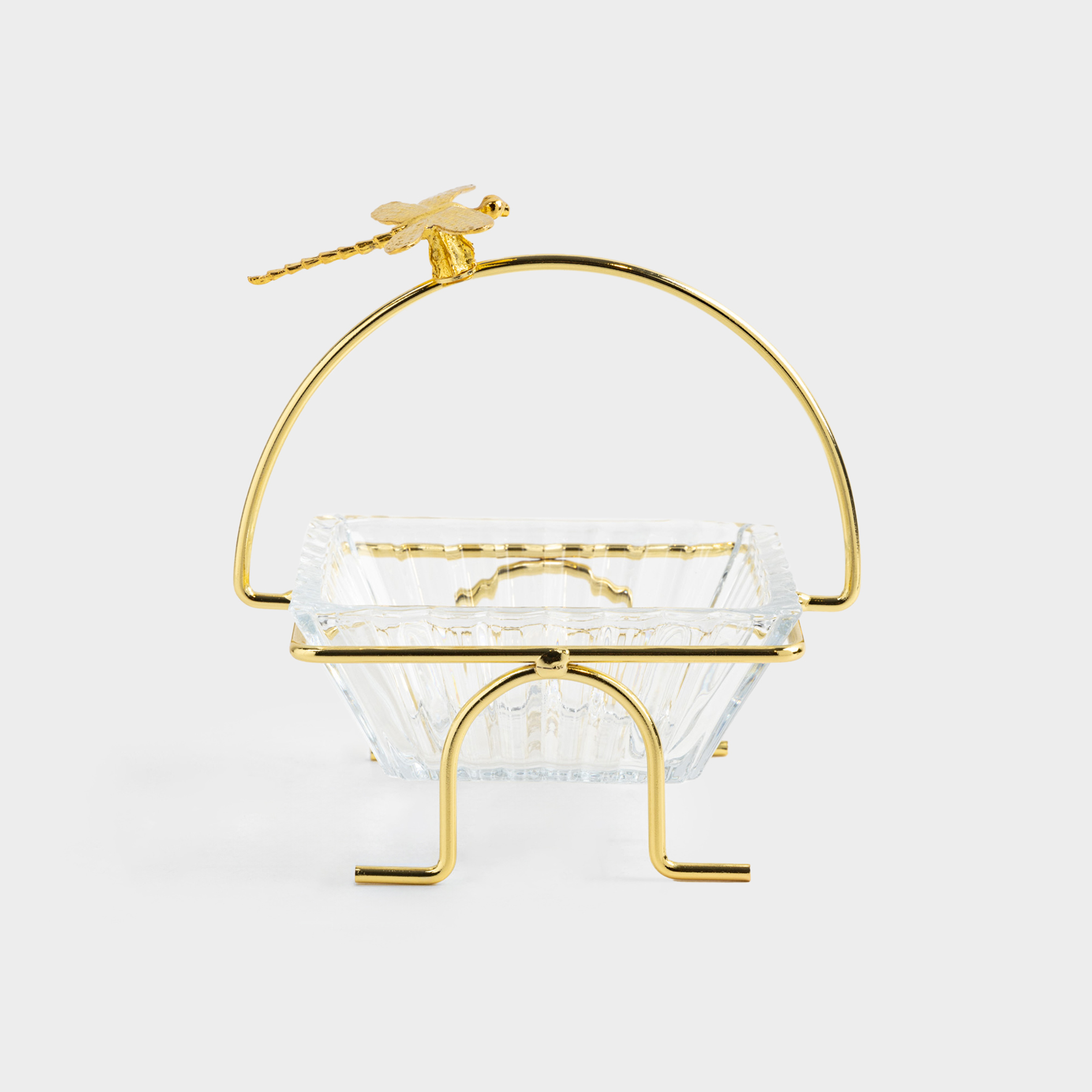 Пиала 12х12х5 см 250 мл на подставке стеклометалл золотистая Стрекоза Dragonfly 1190₽