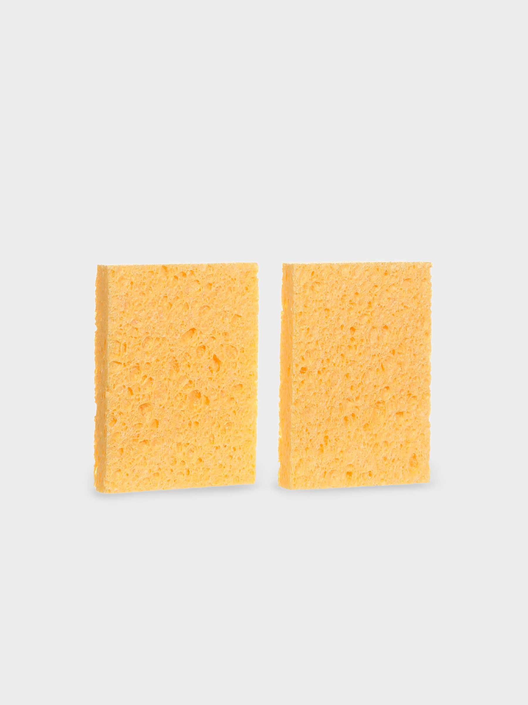Губка для мытья посуды, 9х6 см, 2 шт, целлюлоза, желтая, Clean, image-0