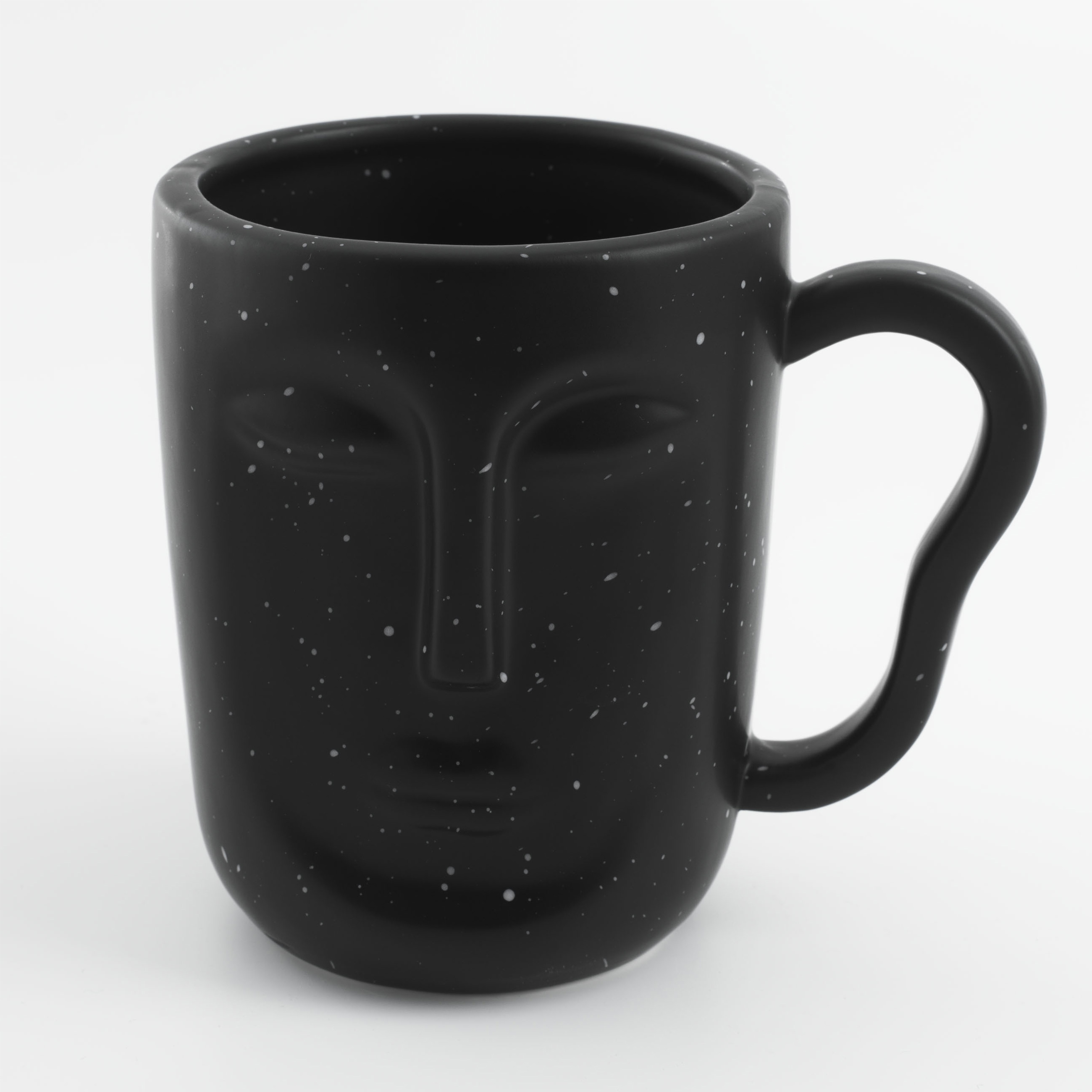 Кружка, 580 мл, керамика, черная, в крапинку, Лицо, Face speckled, image-0