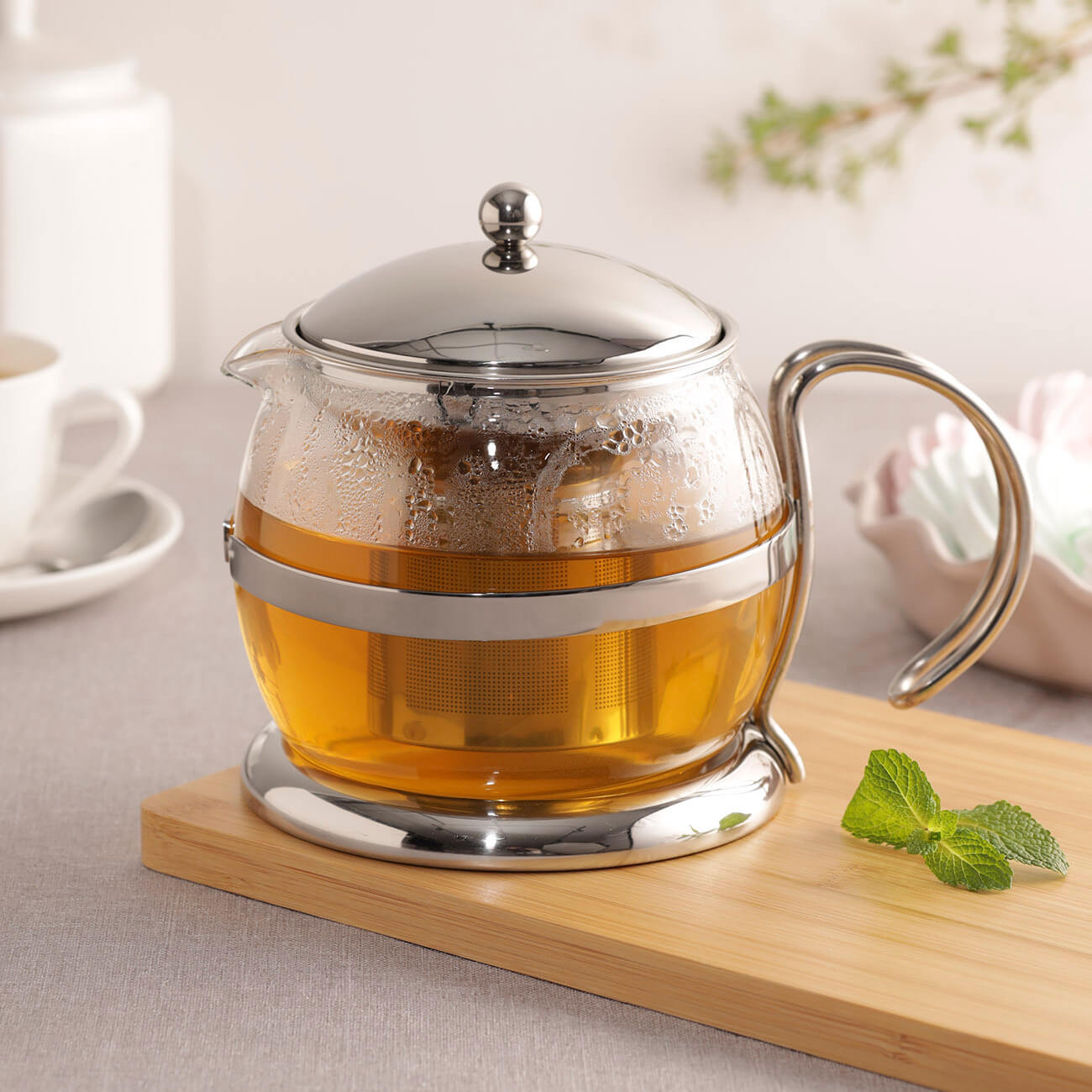чайник заварочный solis tea kettle digital 1400 вт прозрачный 1 2 л металл стекло Чайник заварочный, 1,2 л, стекло Б/сталь, Lotus new