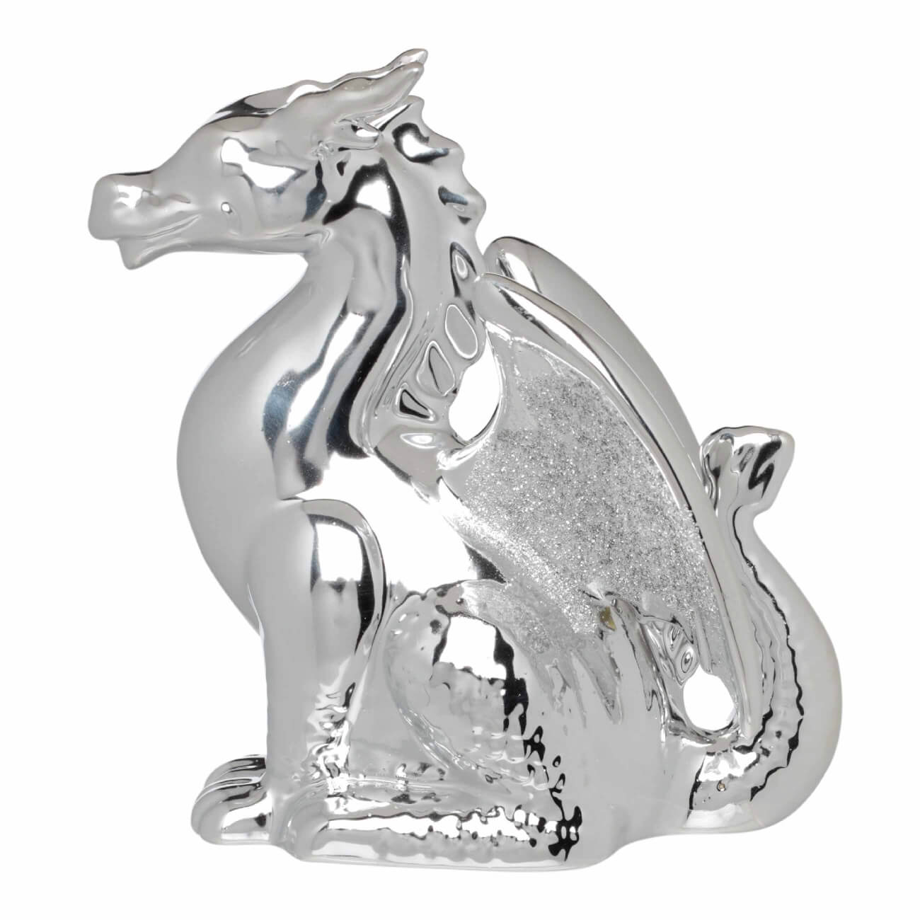 

Копилка, 16 см, керамика, серебристая, Дракон, Dragon rainira