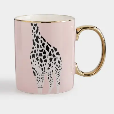 Кружка, 350 мл, фарфор N, розово-золотистая, Жираф, Giraffe ,image-0