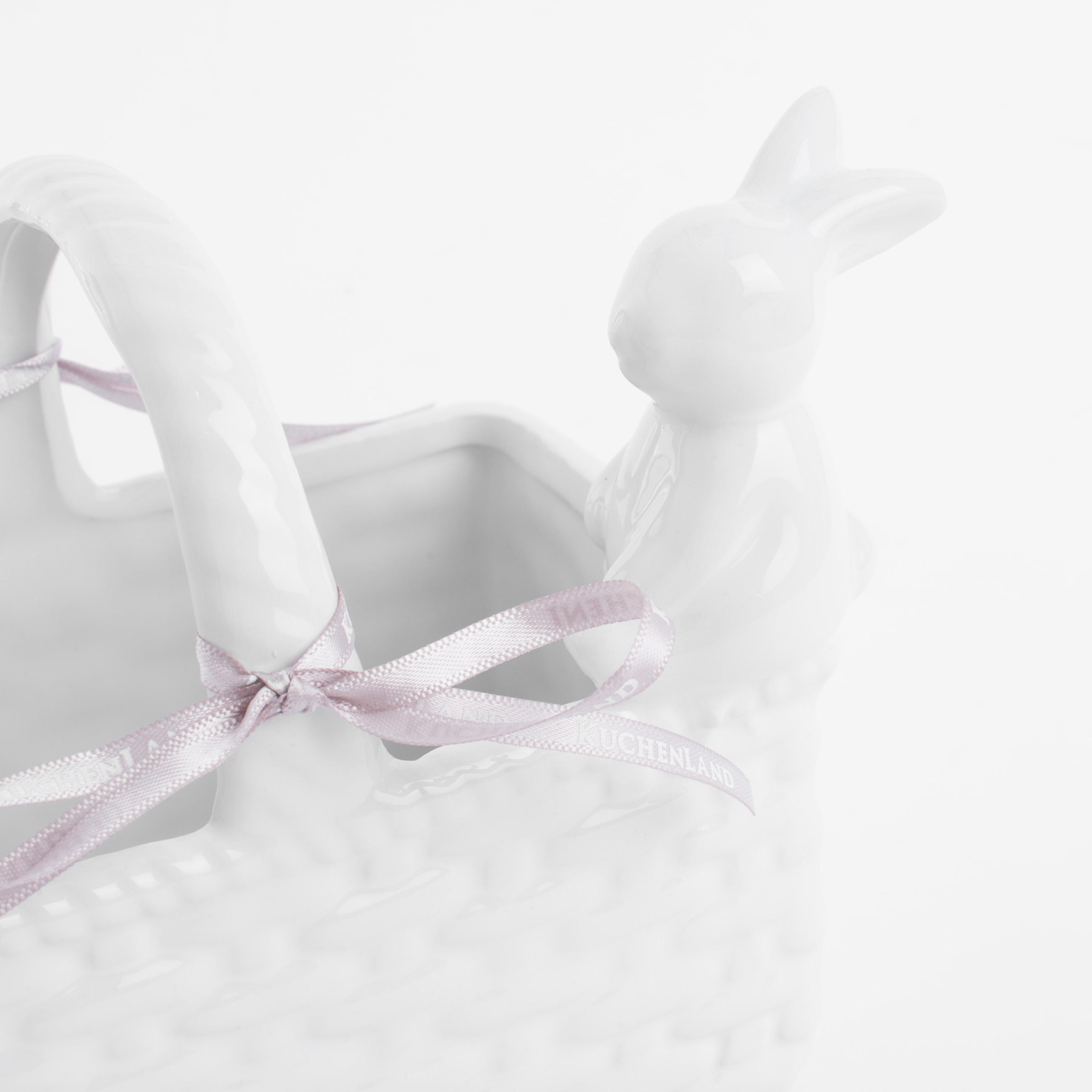 Конфетница, 18x14 см, с ручкой, керамика, молочная, Кролики в корзине, Natural Easter изображение № 5