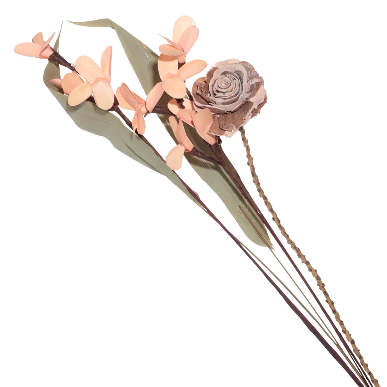 Ветка декоративная, 60 см, сухоцветы, Розовый цветок, Dried flower