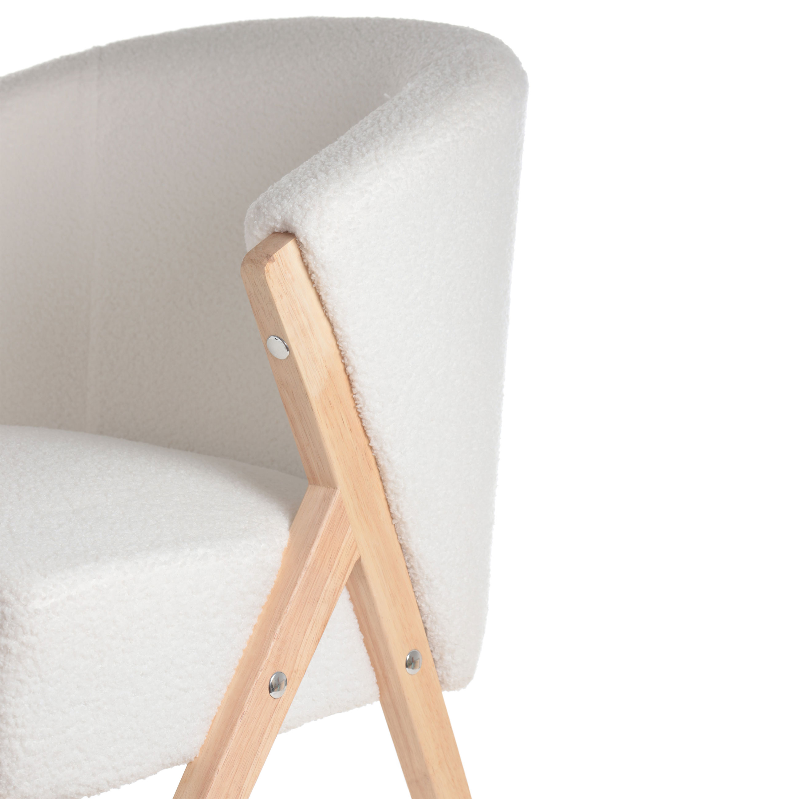 Кресло, 81 см, с подлокотниками, букле/дерево, молочное, Boucle изображение № 4