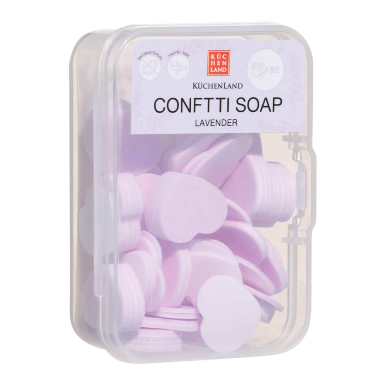 

Мыло-конфетти, 1,5 см, 80 шт, сиреневое, сердце, Лаванда, Confetti