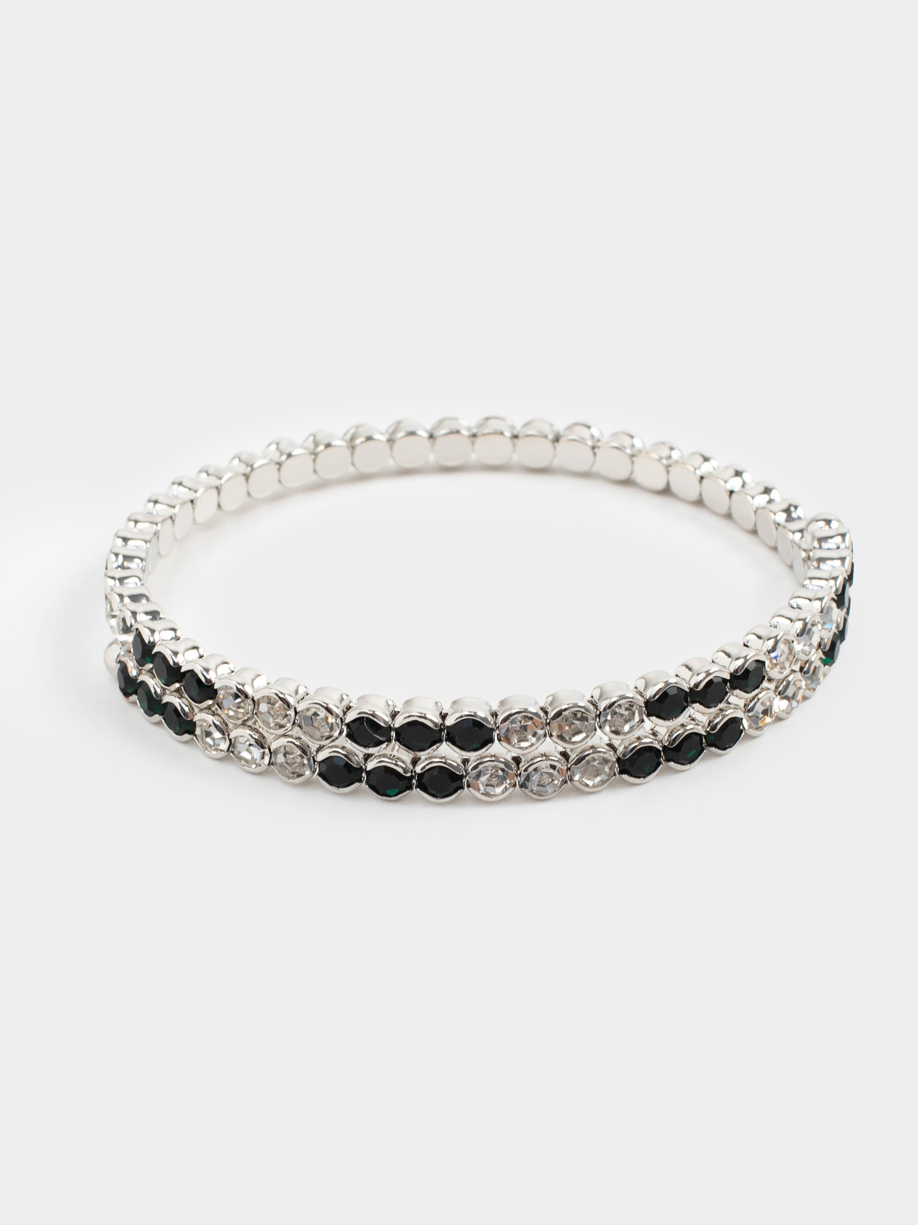 Браслет-спираль, 20 см, металл/стразы, зелено-серебристый, Кристаллы, Jewelry, image-3