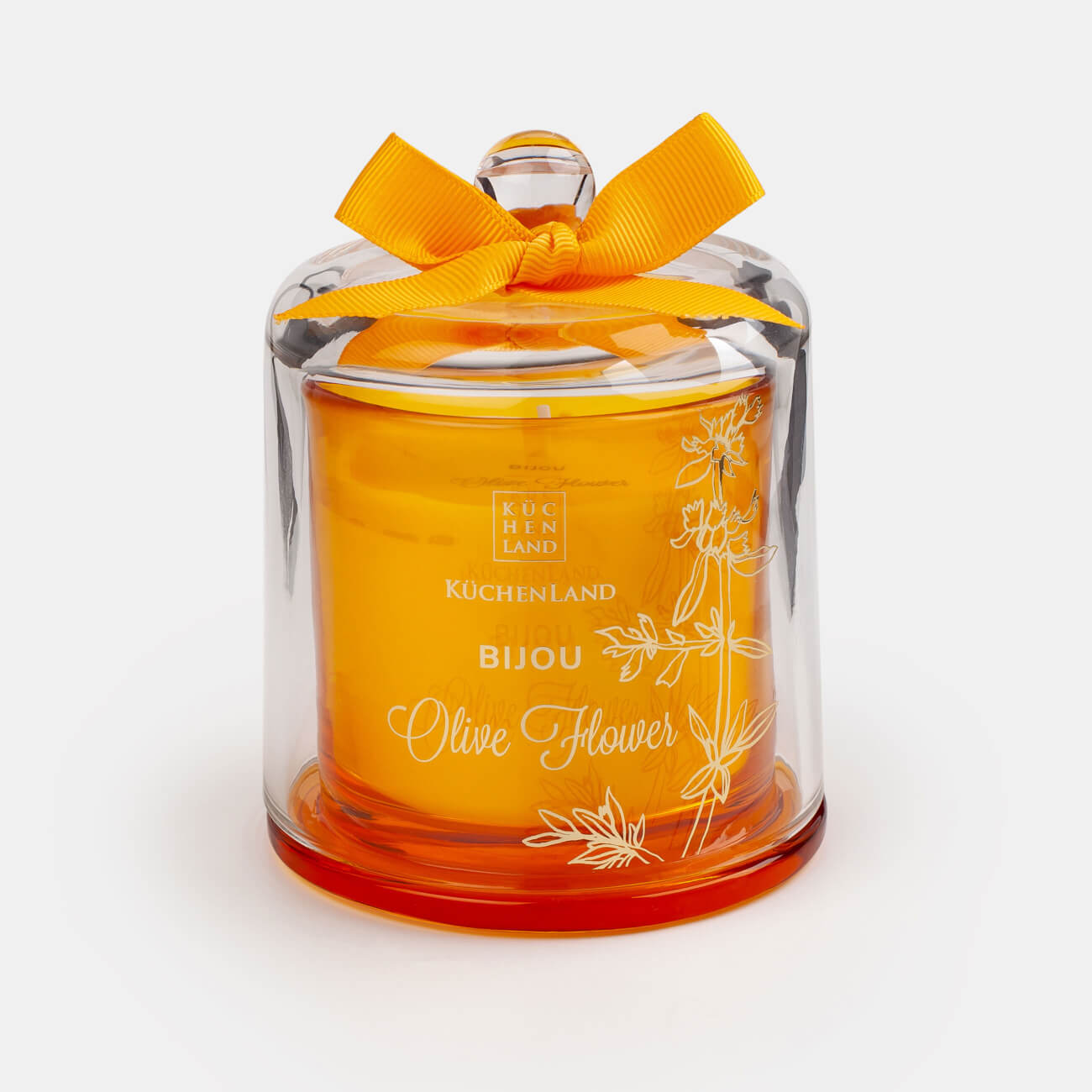 Свеча ароматическая, 11 см, в подсвечнике, под колпаком, стекло, Olive Flower, Bijou свеча ароматическая декоративная