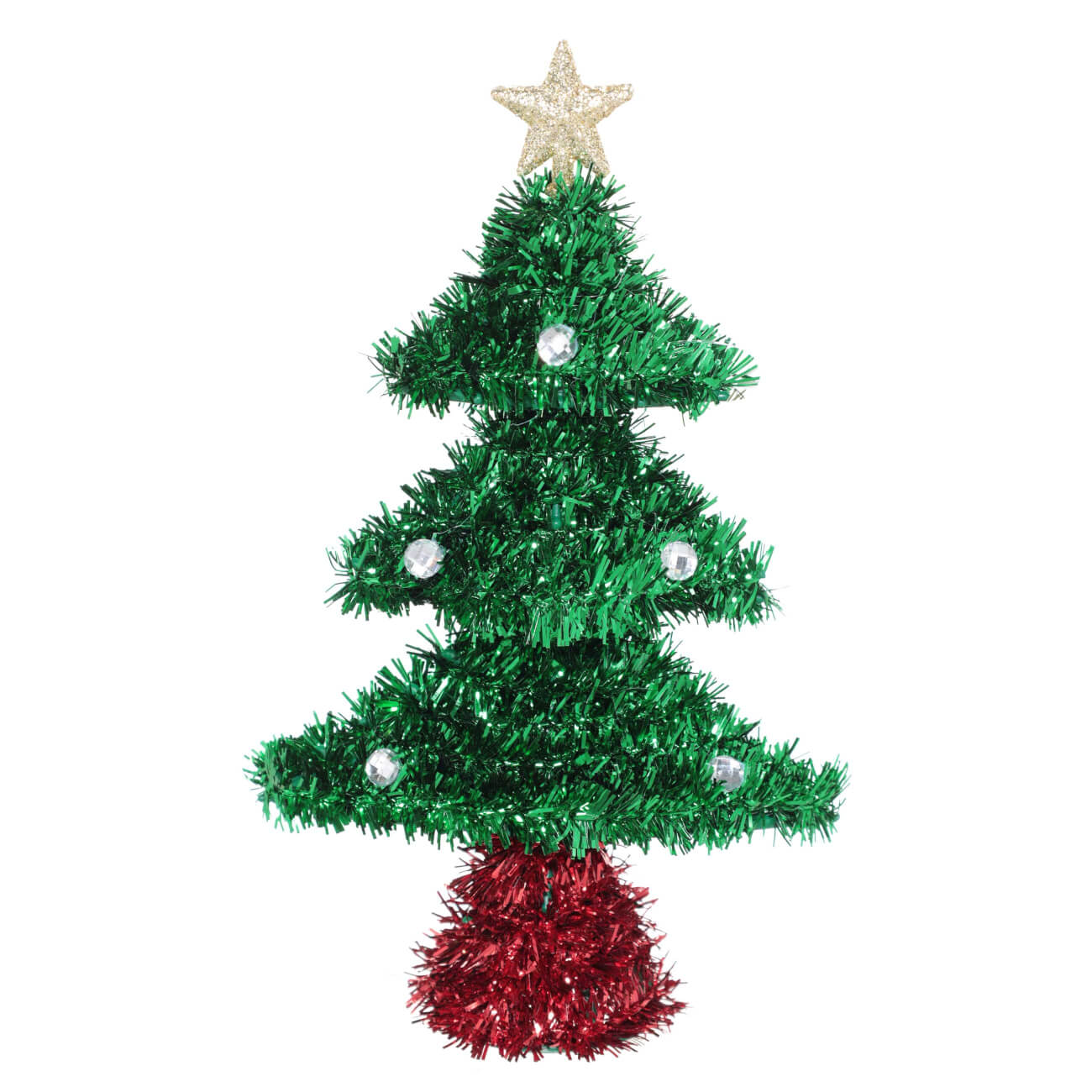 Ель искусственная, 20 см, мишура/пластик, зелено-красная, Tinsel christmas