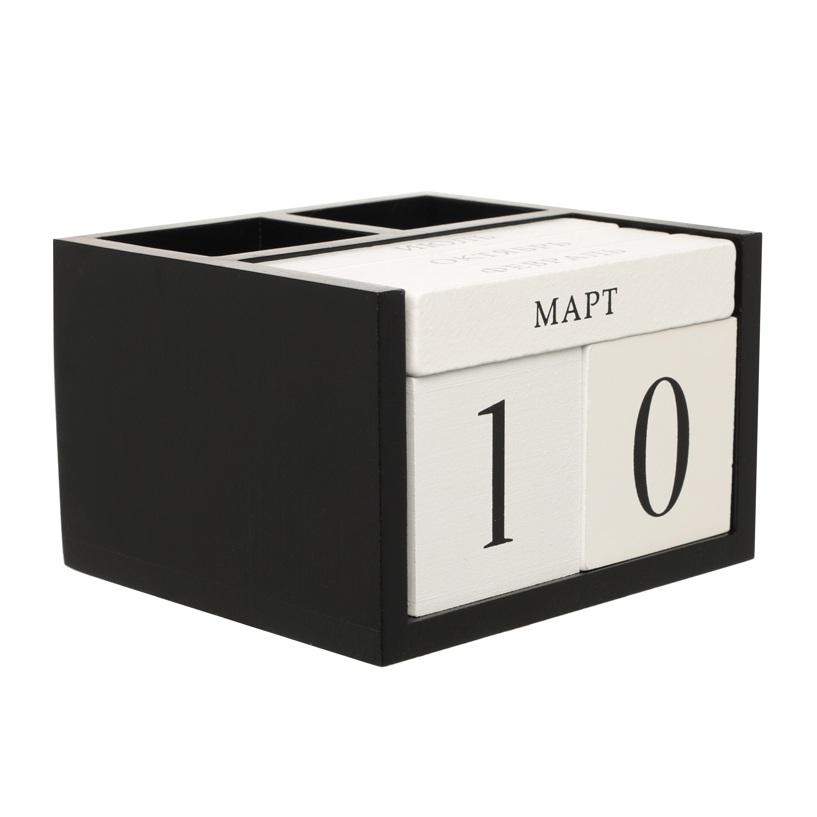 Календарь настольный, 14х13 см, с кубиками, с подставками для ручек, МДФ, черно-белый, B&W изображение № 2