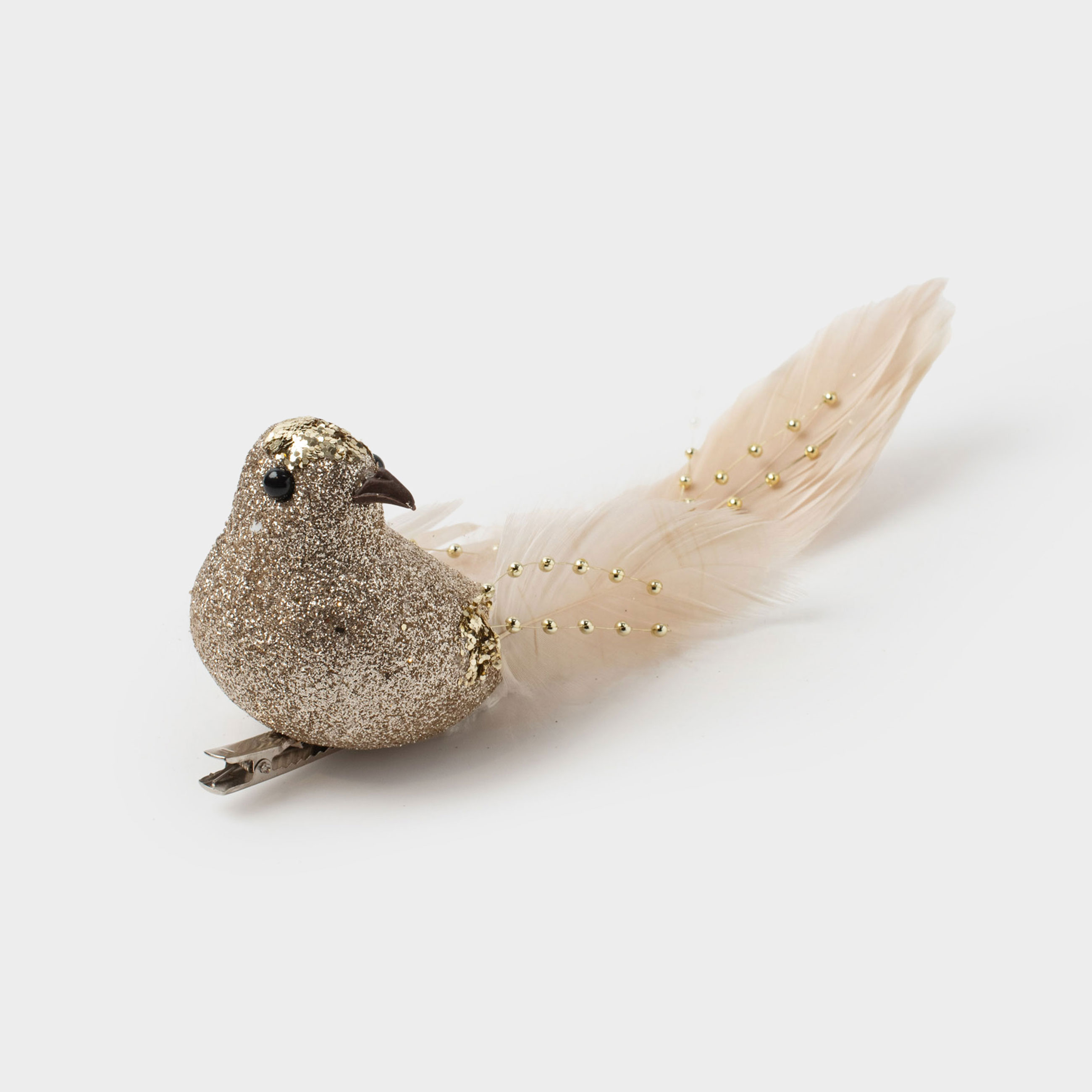 Украшение декоративное 19 см на клипсе пенопластперо шампань Птица Birds NY 399₽