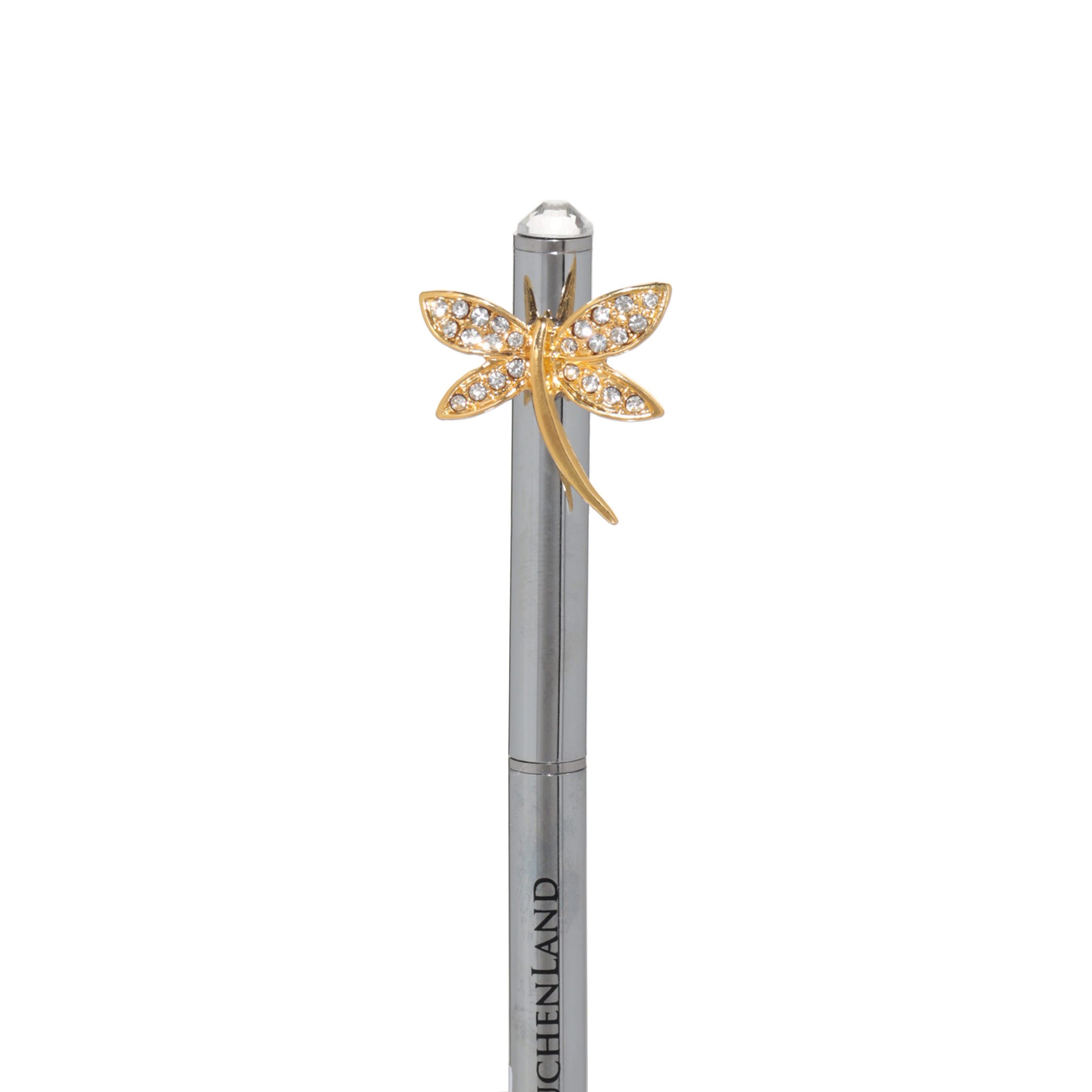 Ручка шариковая, 14 см, с клипсой, металл, серебристо-золотистая, Стрекоза, Draw figure изображение № 2