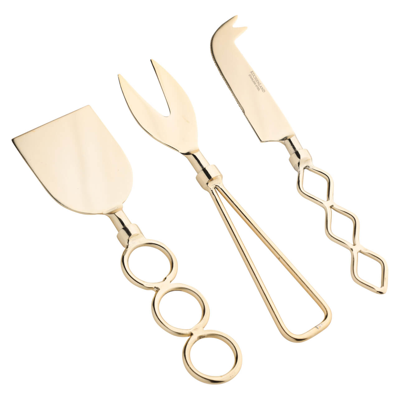 

Набор для сыра, 3 пр, нож/вилка, сталь, золотистый, Геометрия, Classic gold