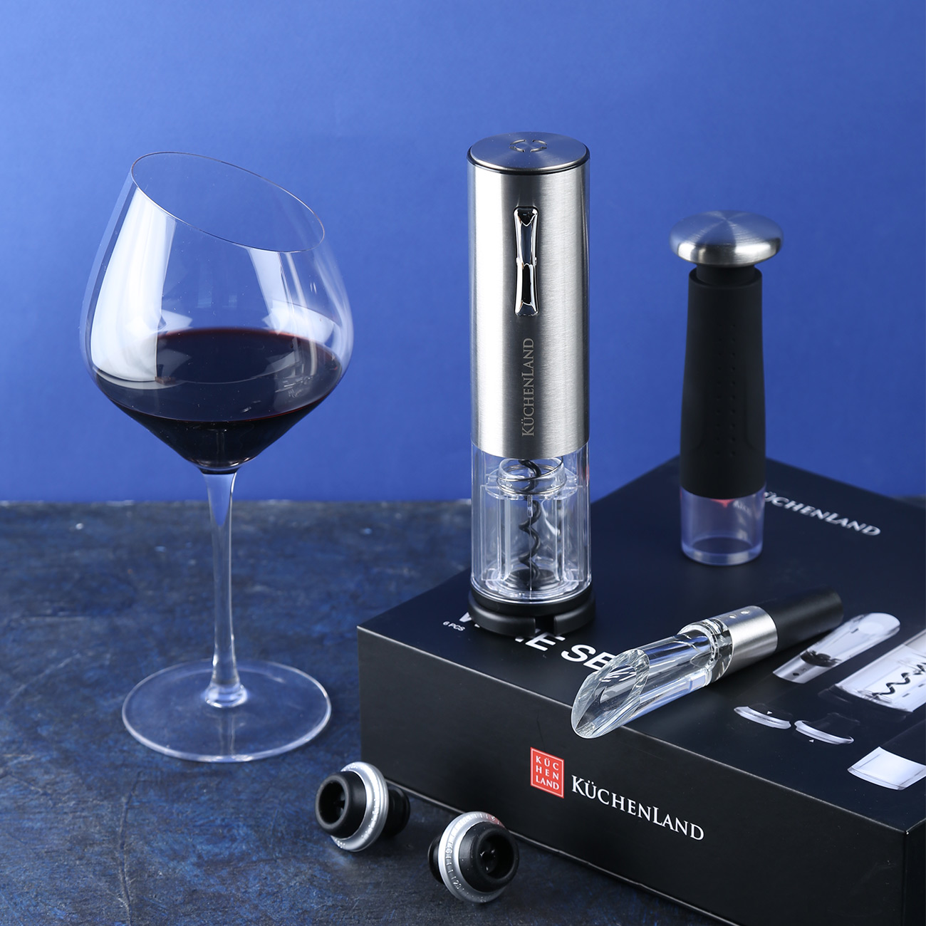 Набор винный, 6 пр, с вакуумной пробкой, пластик/сталь, LED B, серебристо-черный, Bar изображение № 9