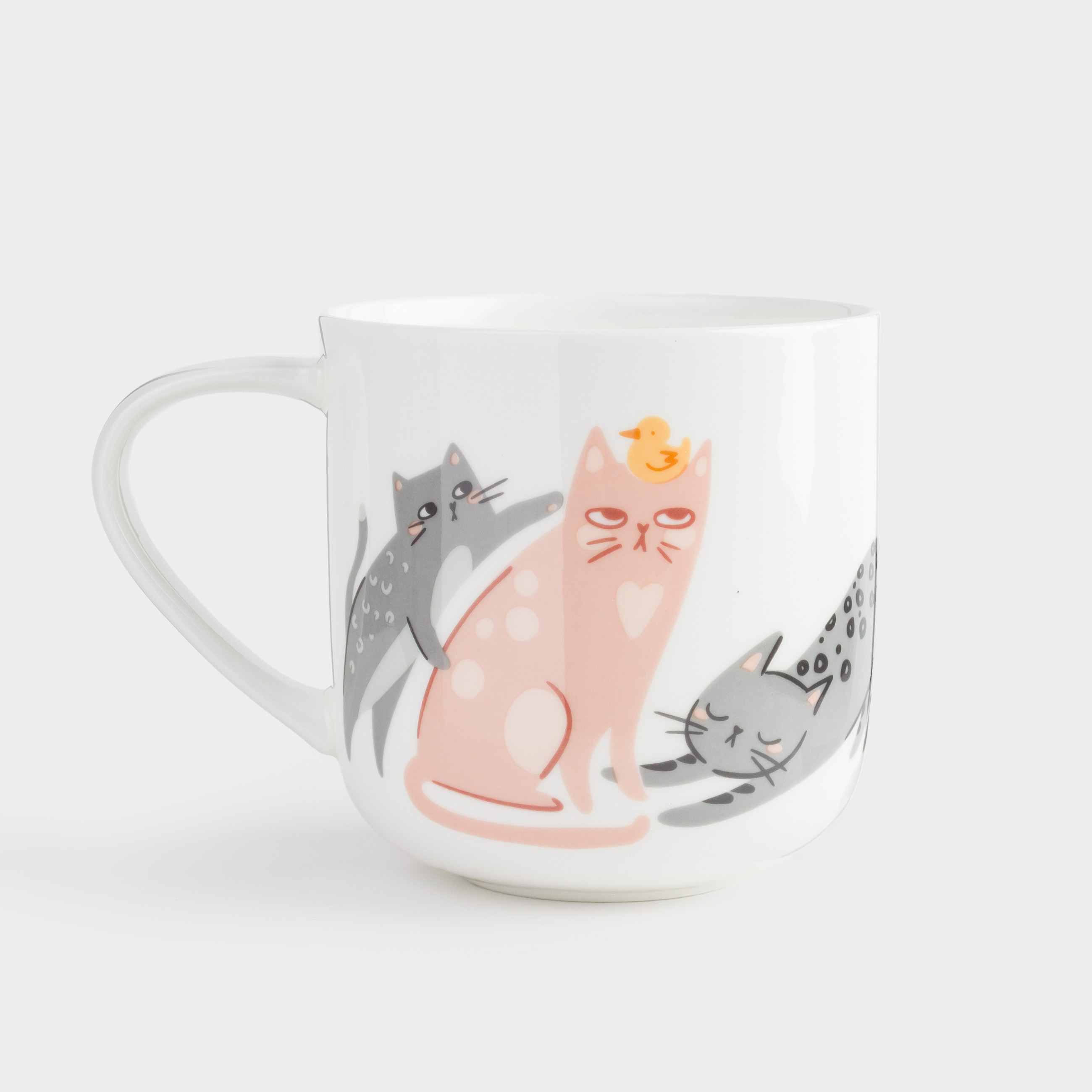 Кружка, 500 мл, фарфор F, белая, Коты, Cat, image-1