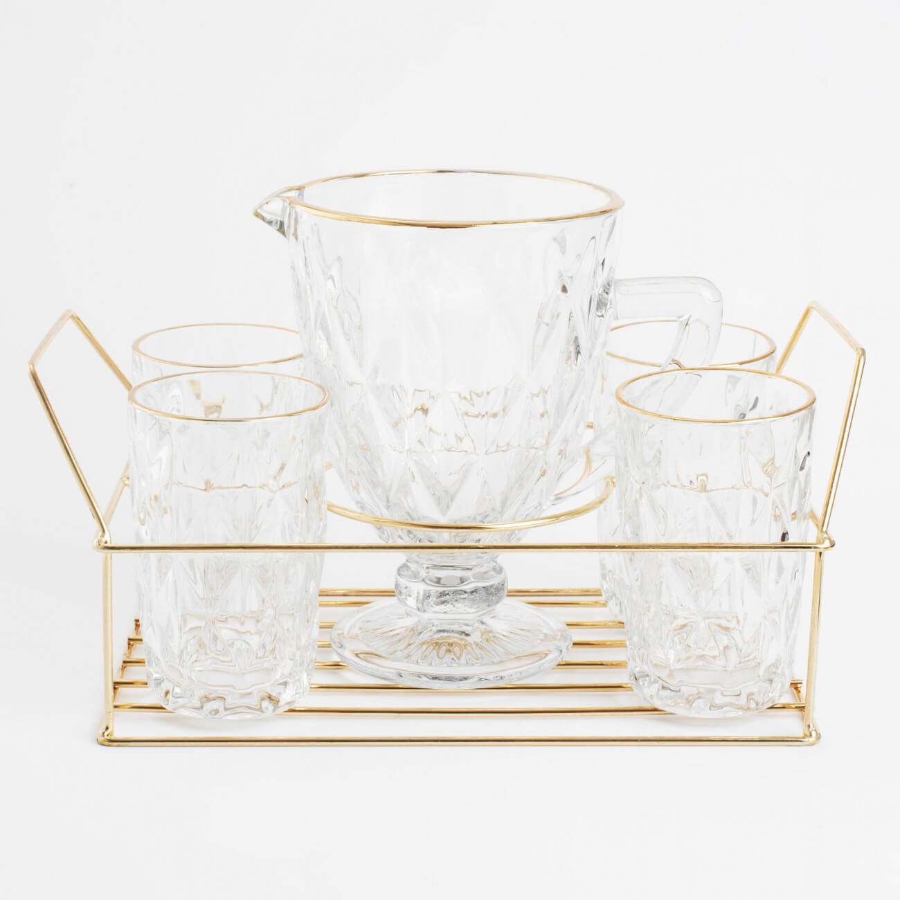 Набор для напитков, 4 перс, 5 пр, на подставке, стекло Р/металл, золотистый, Rhomb gold набор из 5 ножей elevate carousel в подставке