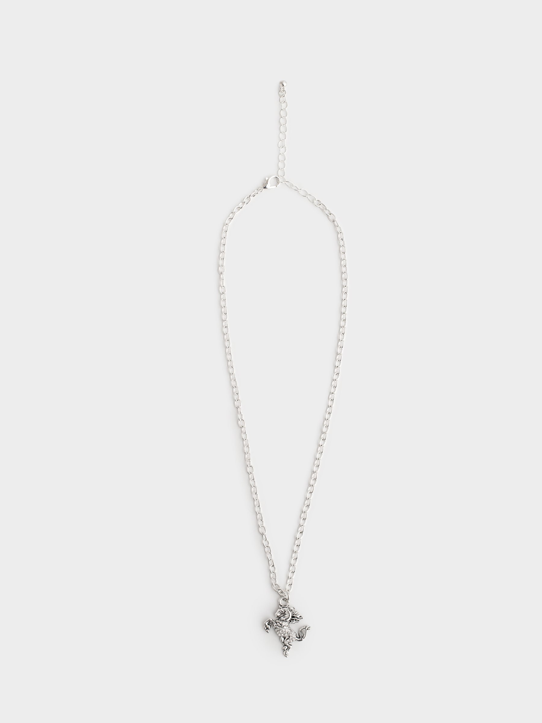 Цепочка, 49 см, с подвеской, металл/стразы, серебристая, Лошадь, Jewelry horse, image-0