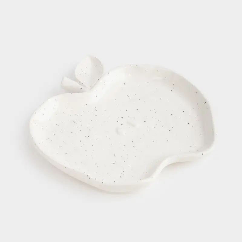Блюдо, 19х17 см, керамика, молочное, в крапинку, Яблоко, Relief ,image-0